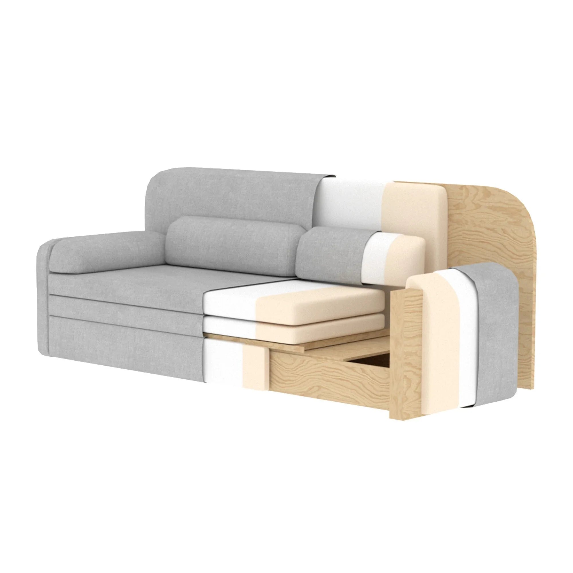 Canapea extensibila ELIOSS, stofa clasica alb - Royal 01, cu spatiu depozitare, 236x89x87 cm