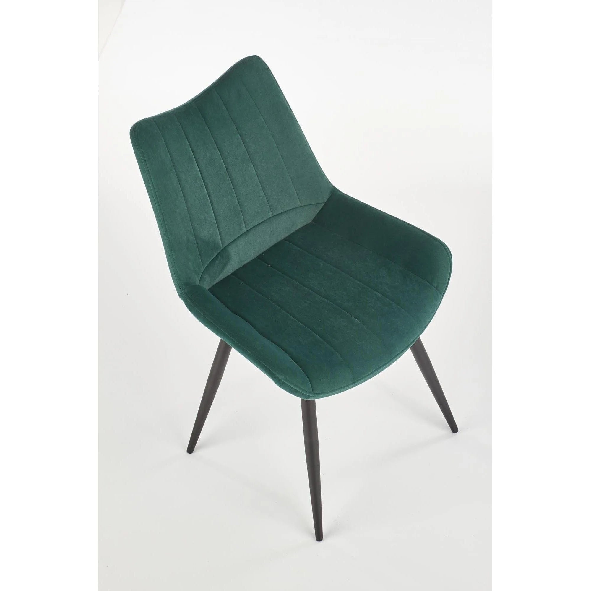 Scaun tapitat K388, verde/negru, stofa catifelata/metal, 53x61x87 cm