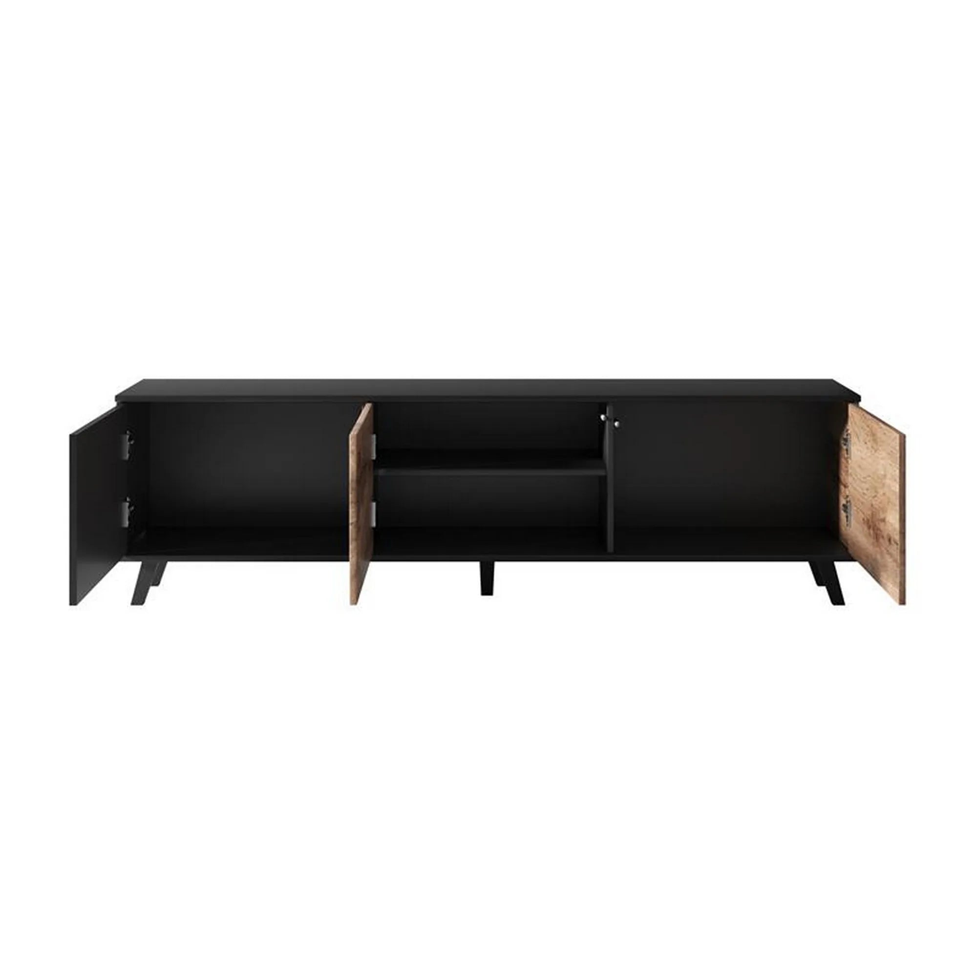 Comoda TV RANDOM, stejar wotan/negru, PAL furniruit, 180x40x52 cm