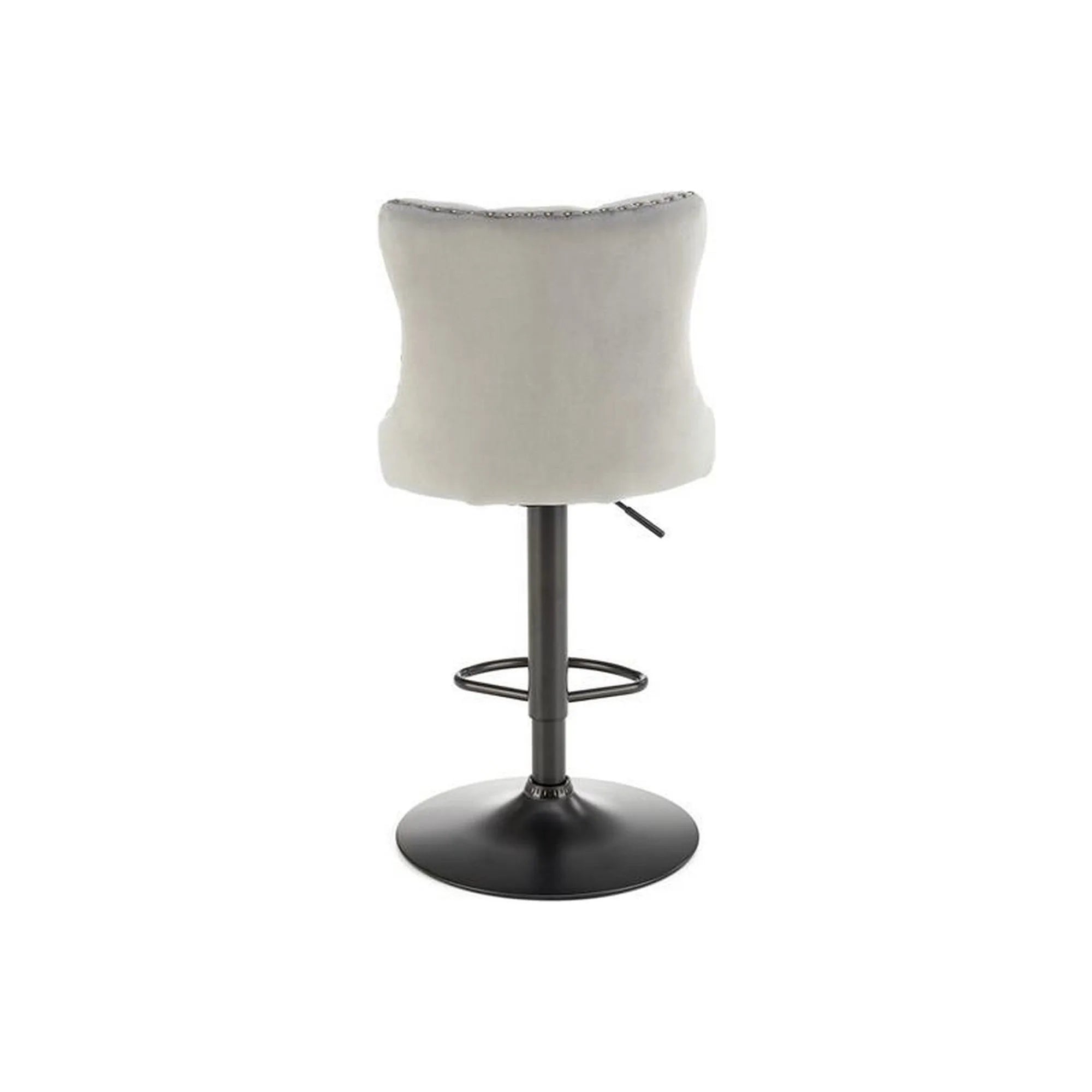 Scaun bar H117, gri/negru, stofa catifelata/otel, 47x52x96/118 cm