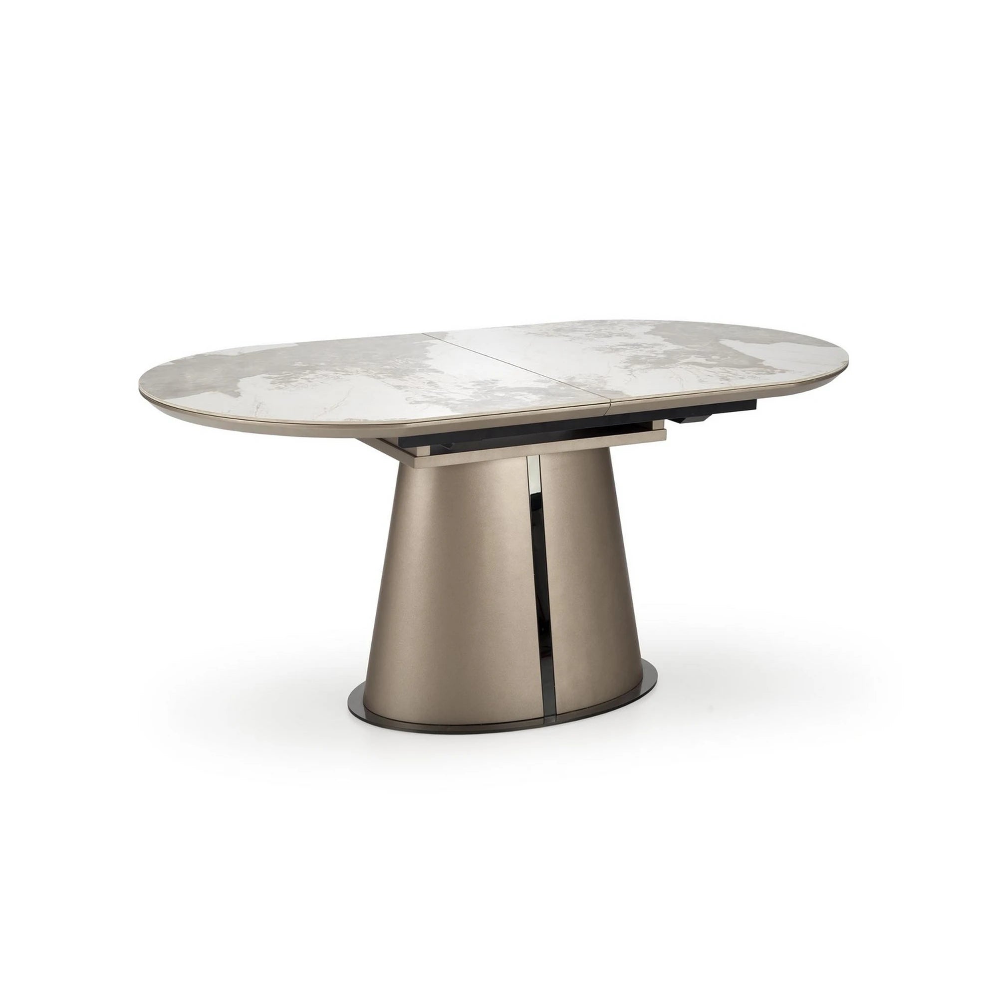 Masa moderna extensibila ROBINSON, bej/cappuccino, ceramica, 160/200x90x76 cm