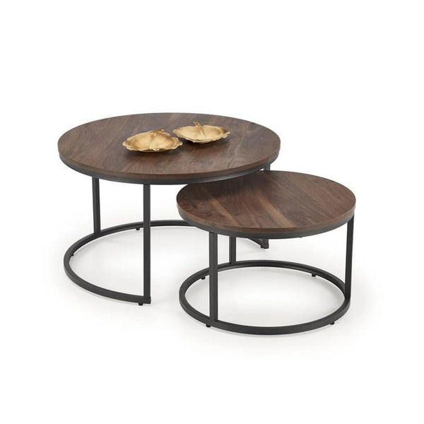 Set 2 masute cafea JAVA, nuc/negru