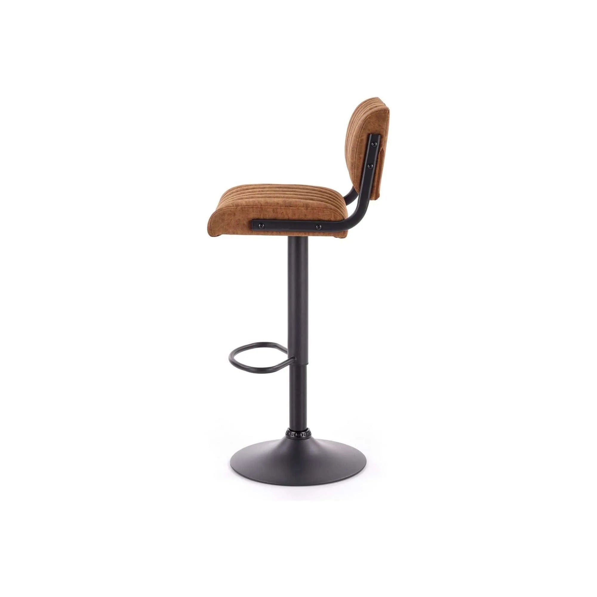 Scaun bar H88, maro/negru, piele ecologica/otel, 39x46x89/109 cm