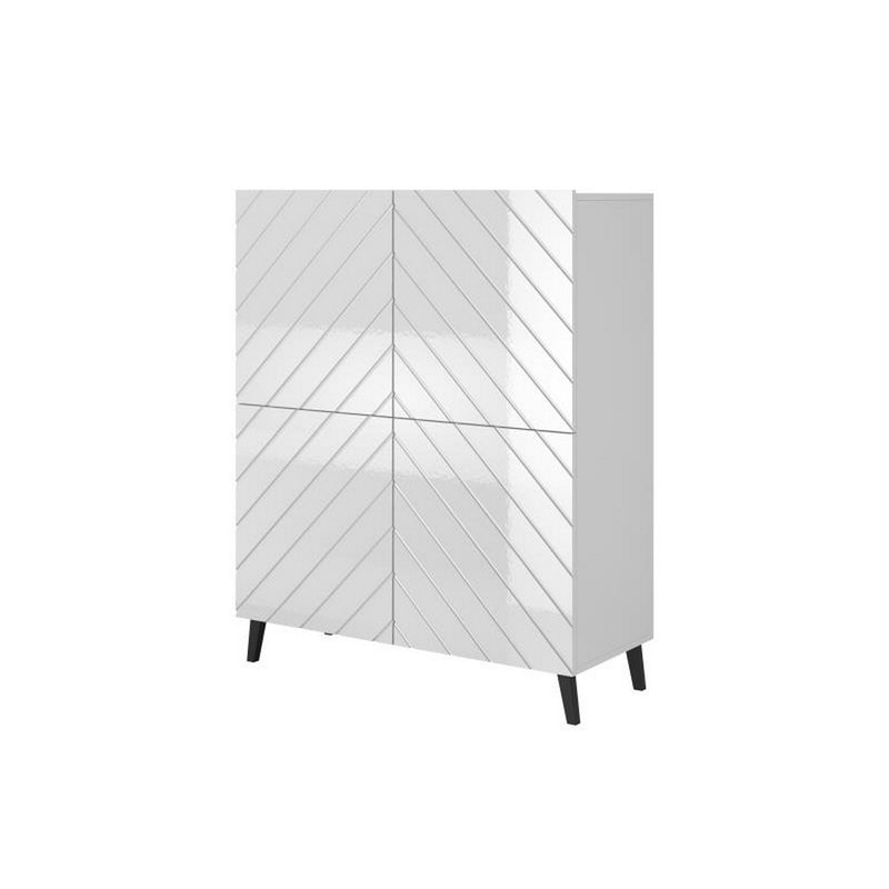 Comoda ABETO, alb/negru, PAL/MDF laminat/plastic, 101x40x122 cm