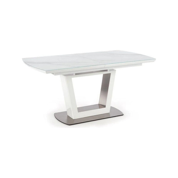 Masa extensibila BLANCO, alb cu efect de marmura/crom, 160/200x90x76 cm