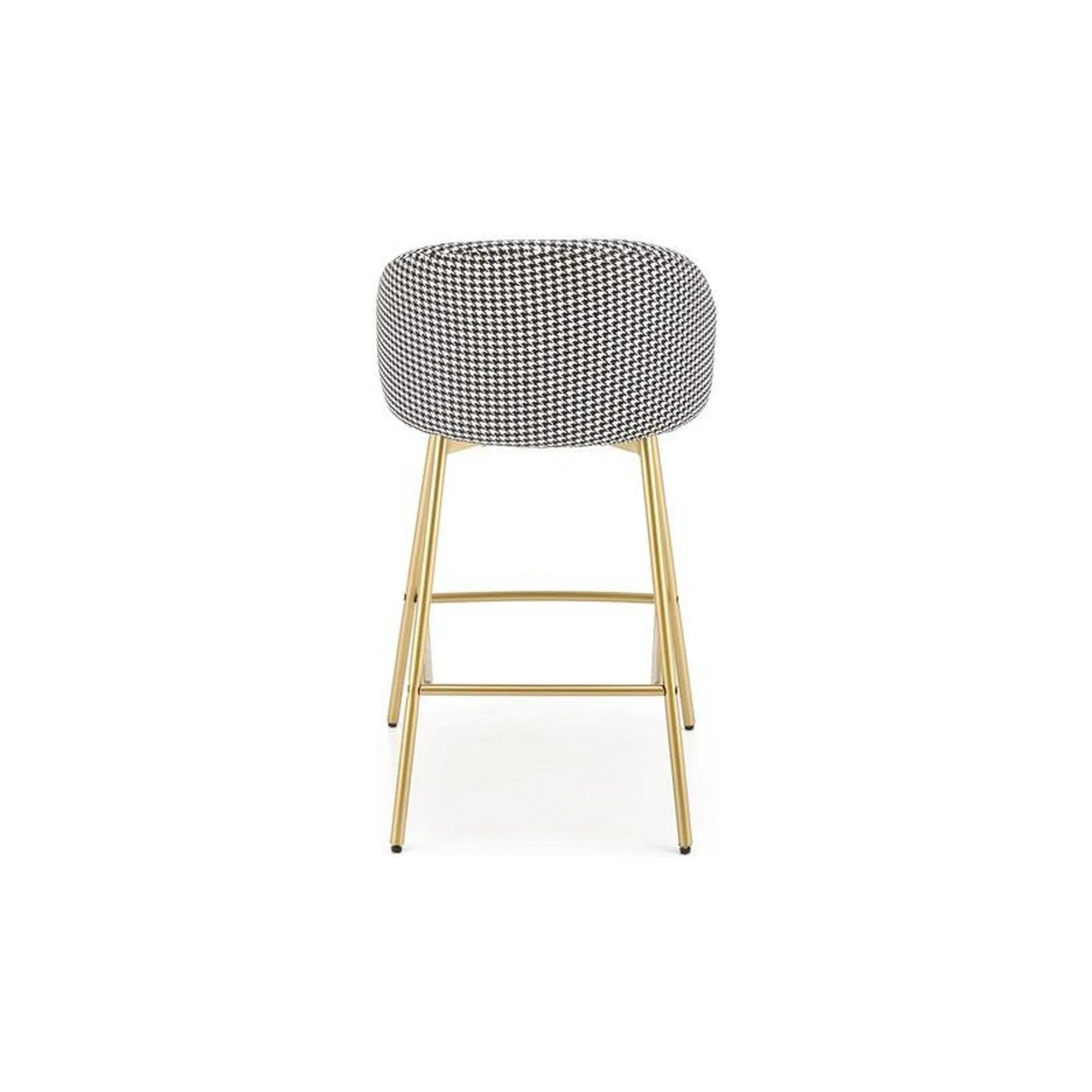 Scaun bar H113, negru/gri/auriu, stofa catifelata/otel, 47x55x85 cm