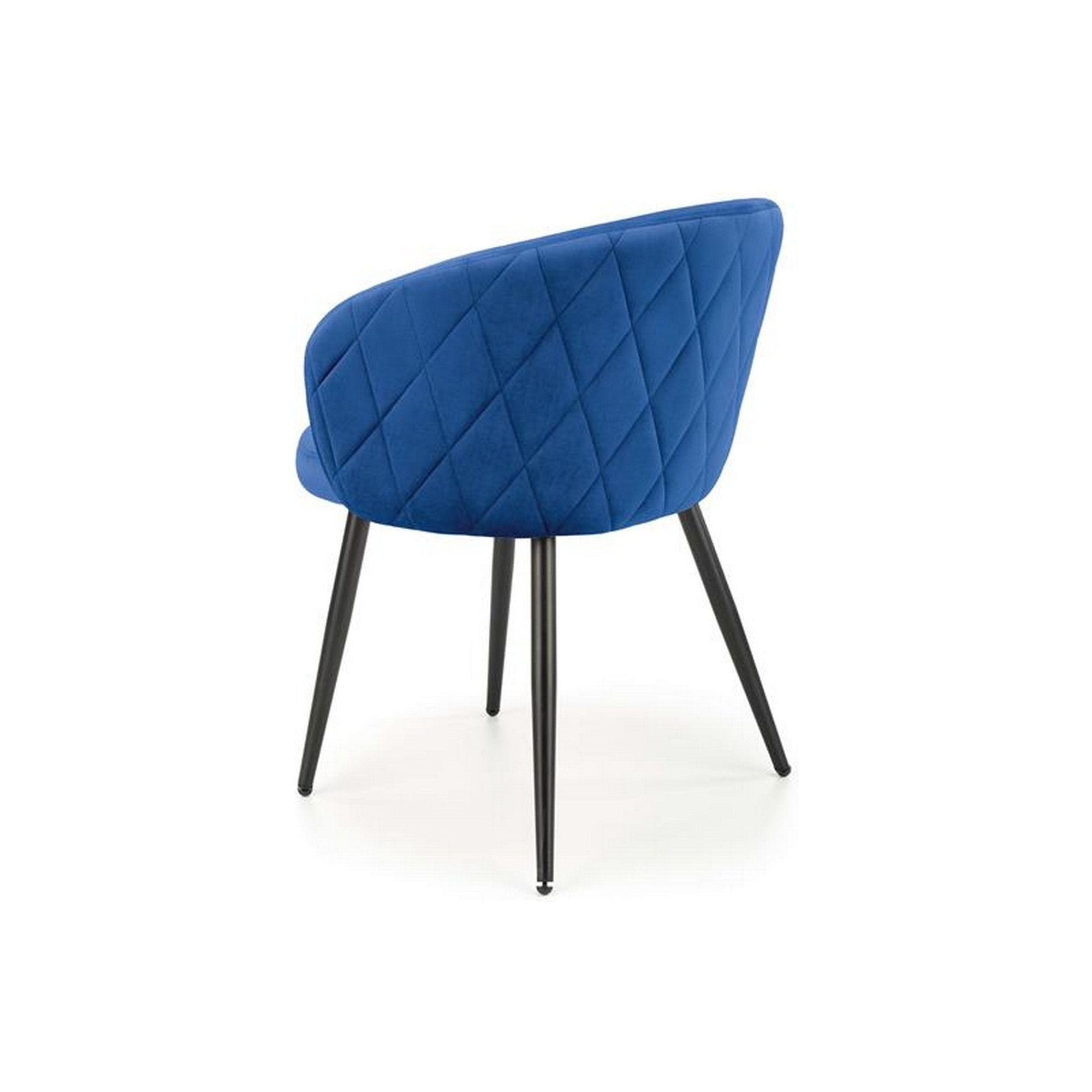 Scaun tapitat K430, albastru/negru, stofa catifelata/metal, 51x54x77 cm