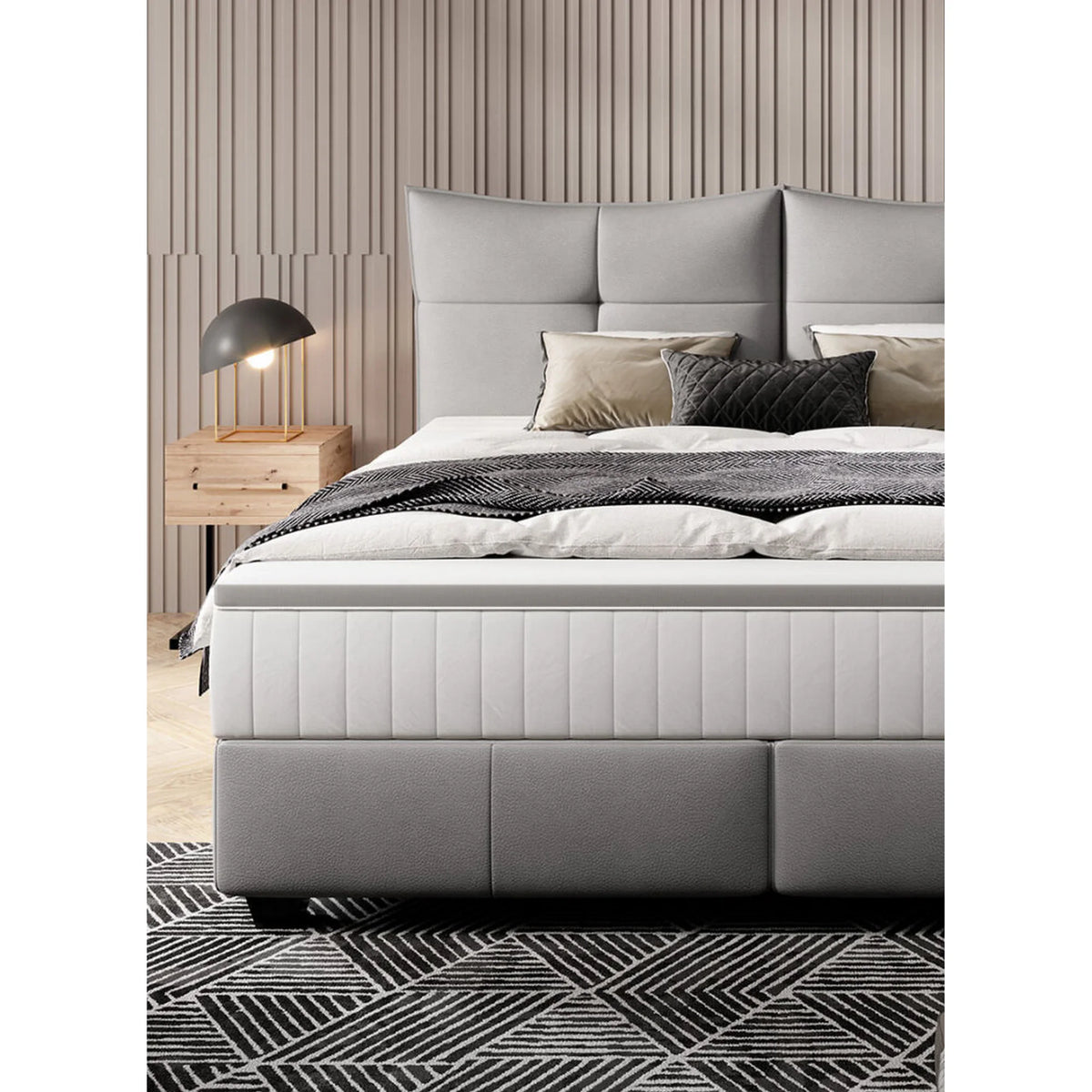 Pat CADIS 180x200, stofa catifelata turcoaz inchis - Riviera 87, Gama Premium, cu suport pentru saltea
