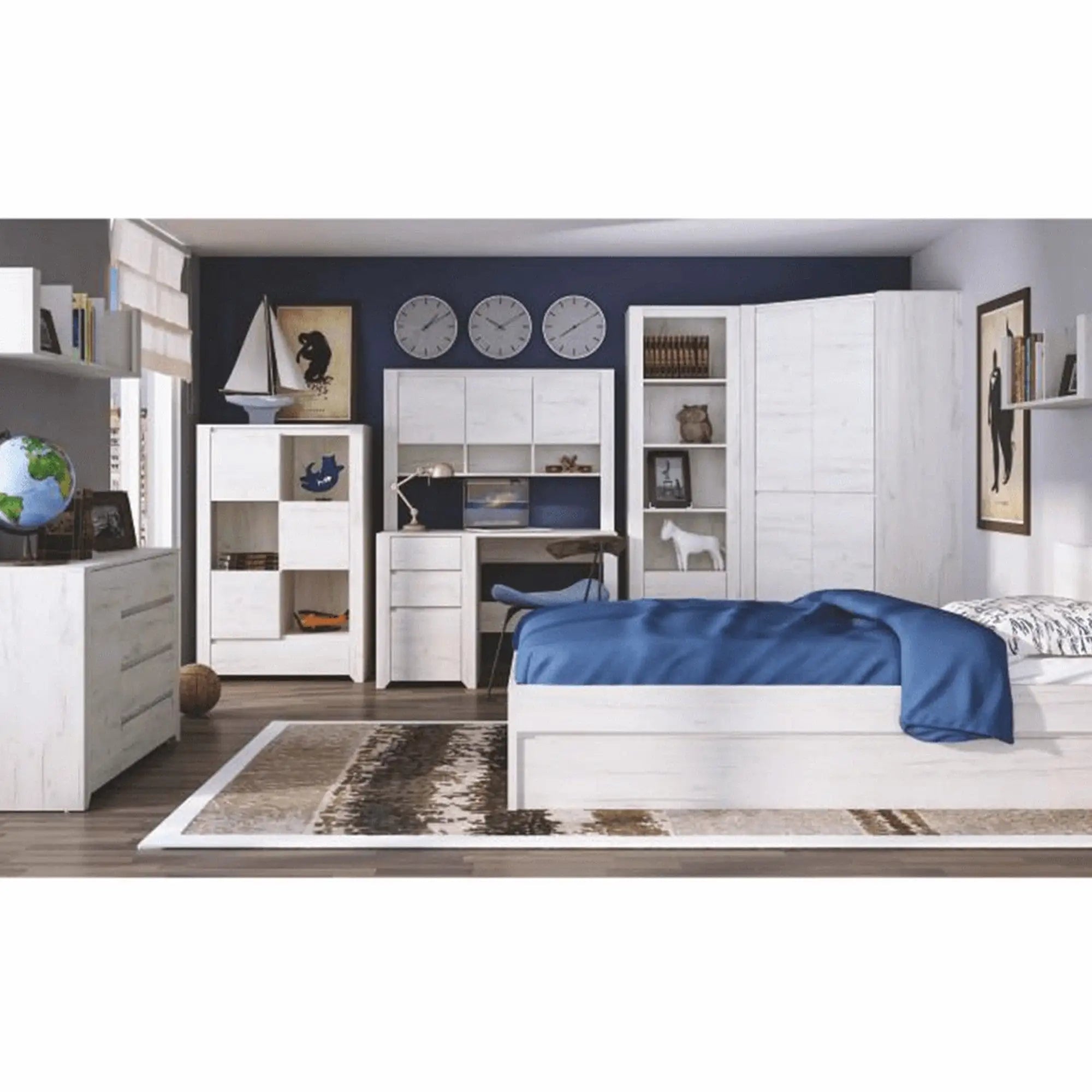 Cadru pat  ANGEL 90x200 cm, alb craft, PAL melaminat, cu spatiu depozitare