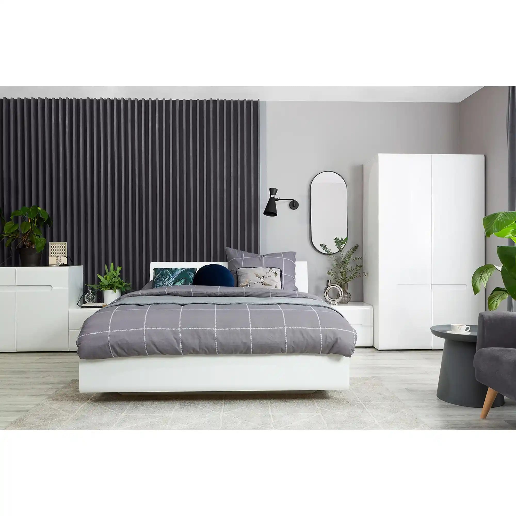 Cadru pat AZTECA TRIO 160x200, alb, PAL