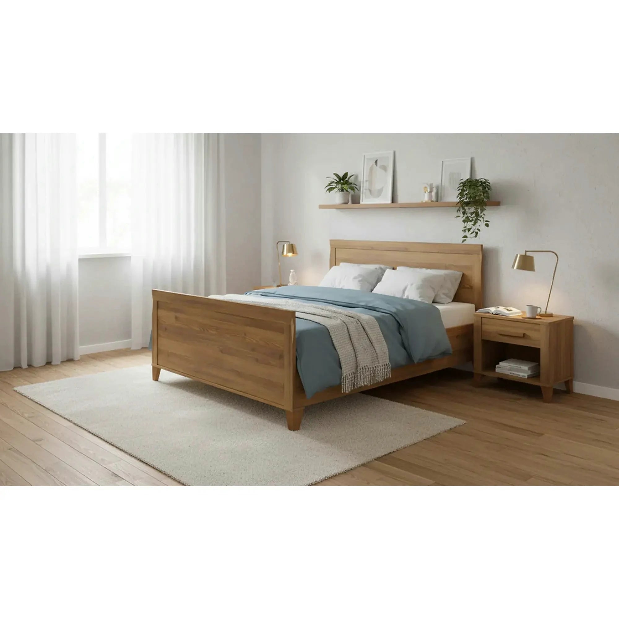 Cadru pat Bergen 160x200, stejar inchis, PAL/metal
