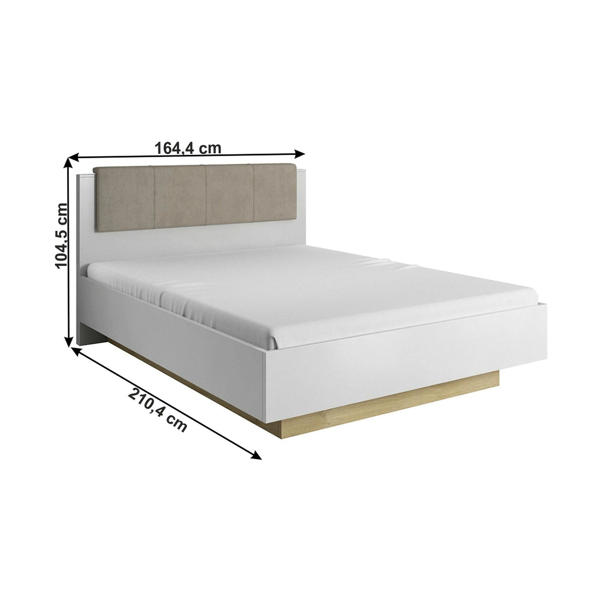 Cadru pat CITY 160x200, alb/stejar grandson, stofa/DTD/metal