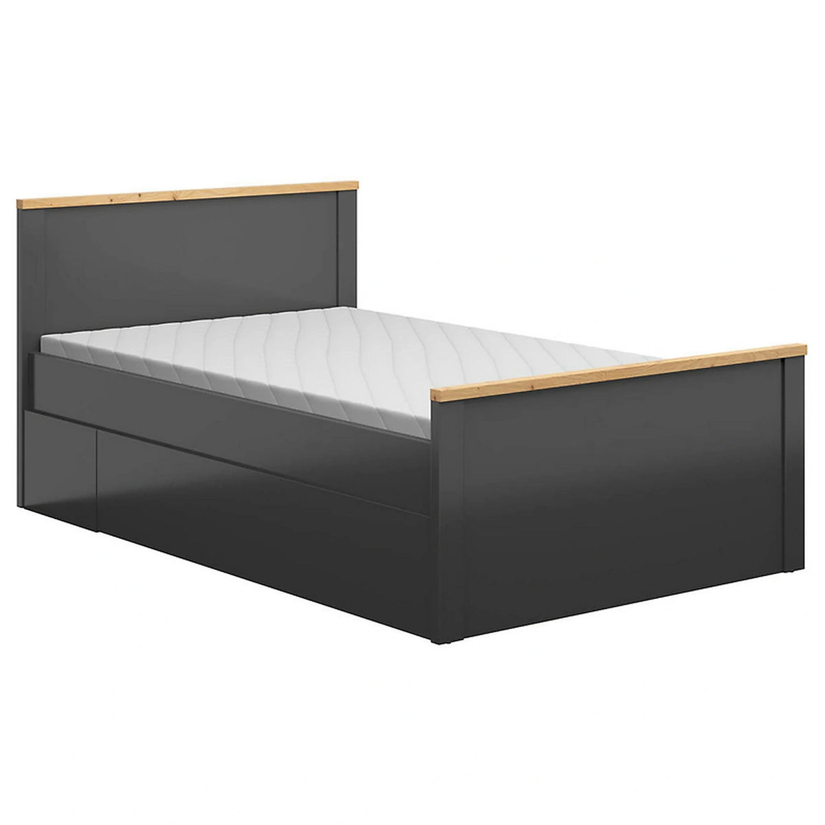 Cadru pat HESEN 120x200, gri grafit/stejar artisan, PAL