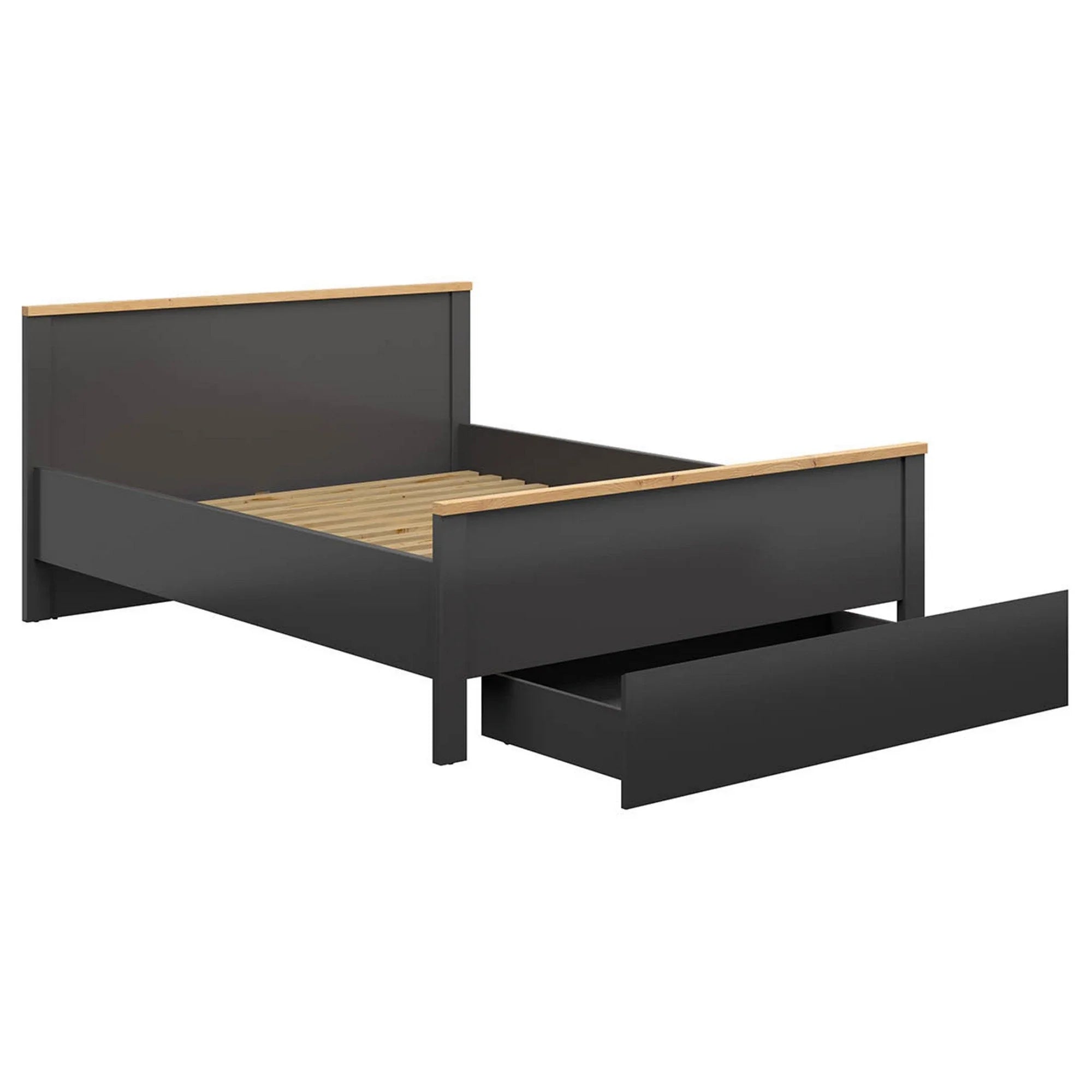 Cadru pat HESEN 160x200, gri grafit/stejar artisan, PAL