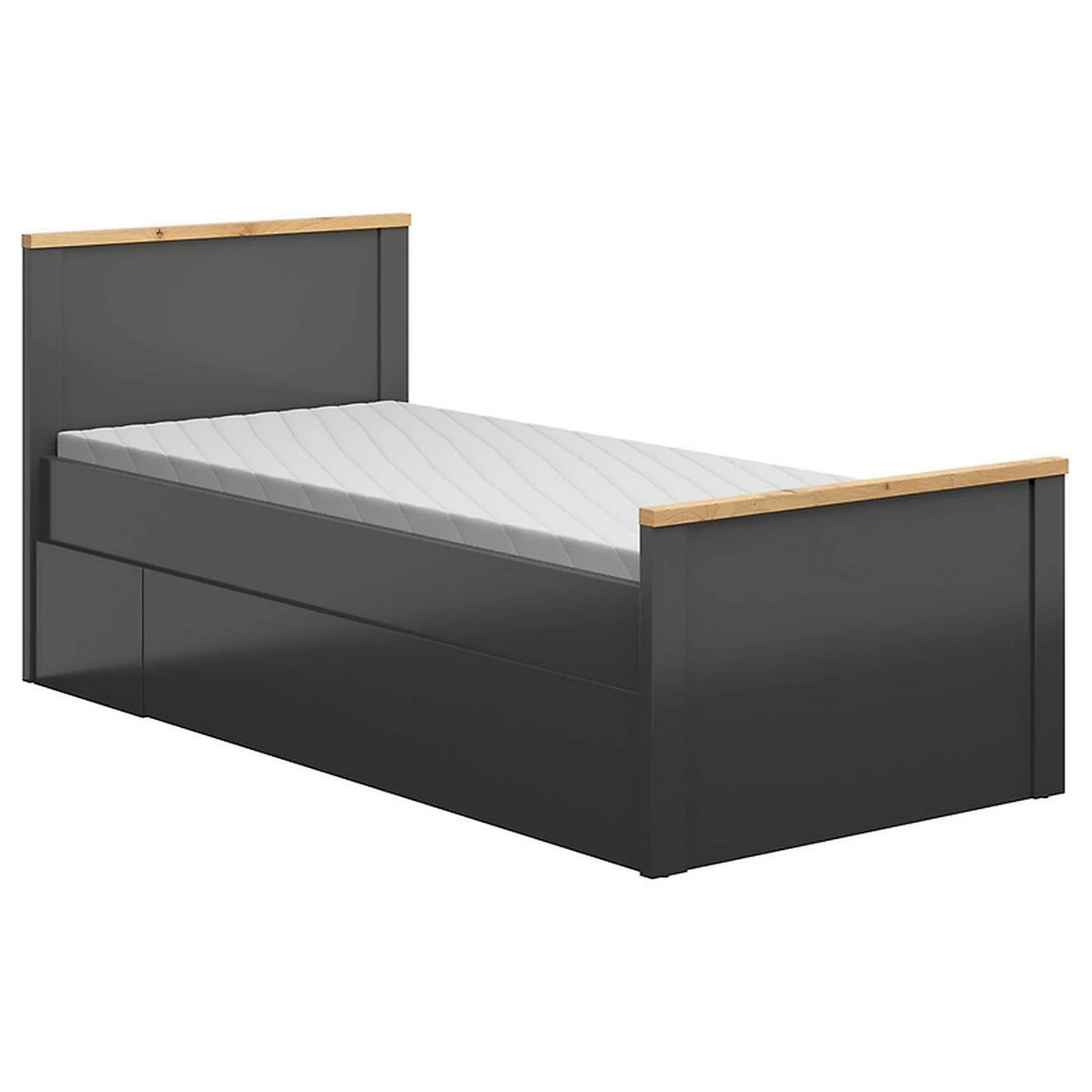 Cadru pat HESEN 90x200, gri grafit/stejar artisan, PAL