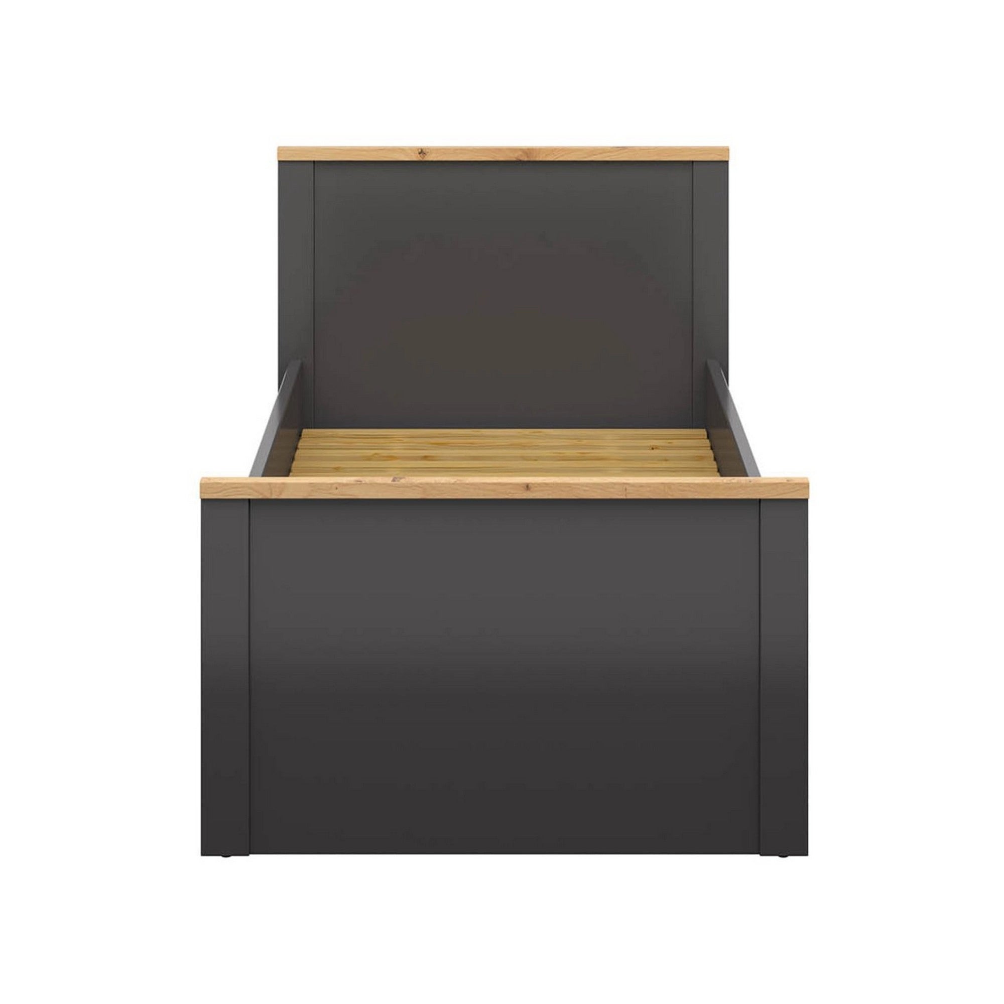 Cadru pat HESEN 90x200, gri grafit/stejar artisan, PAL