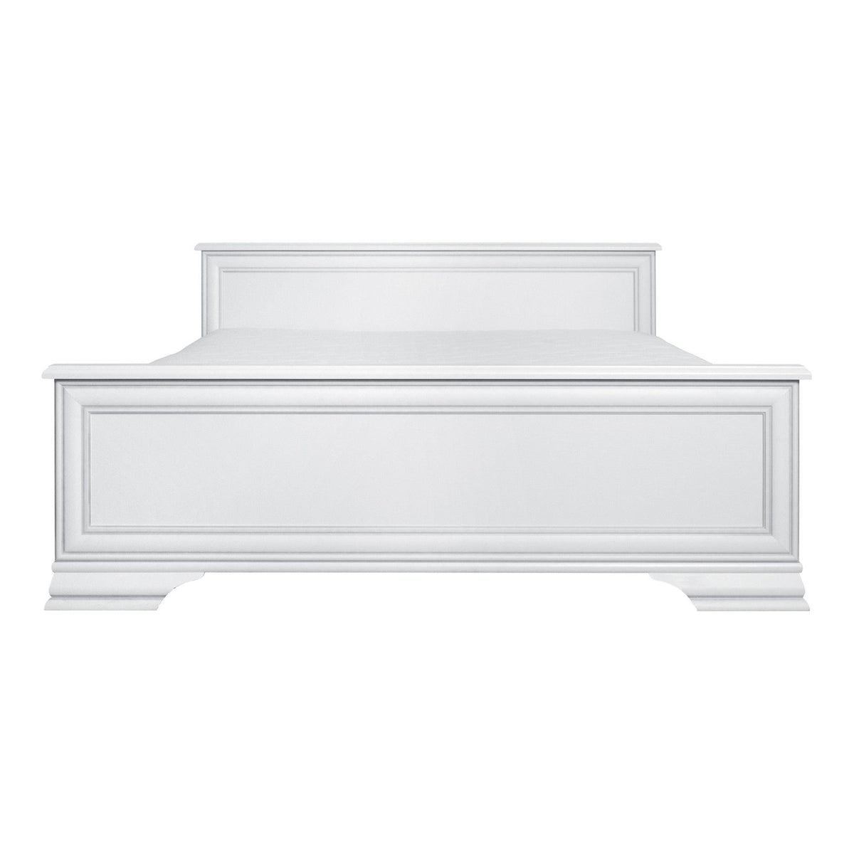Mobilier dormitor alb IDENTO, cu pat 160x200, dulap cu 5 usi si 2 sertare, noptiere, comoda si oglinda