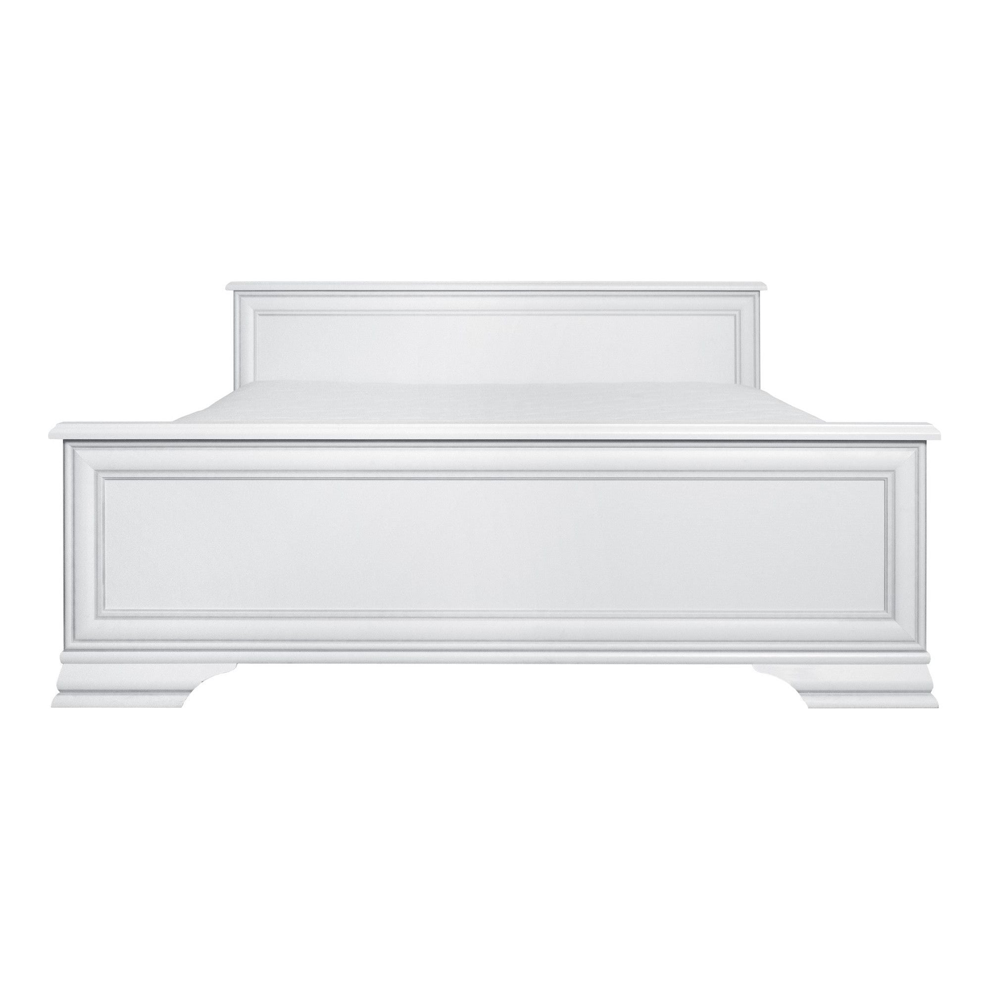 Mobilier dormitor alb IDENTO, cu pat 160x200, dulap cu 5 usi si 2 sertare, noptiere, comoda si oglinda