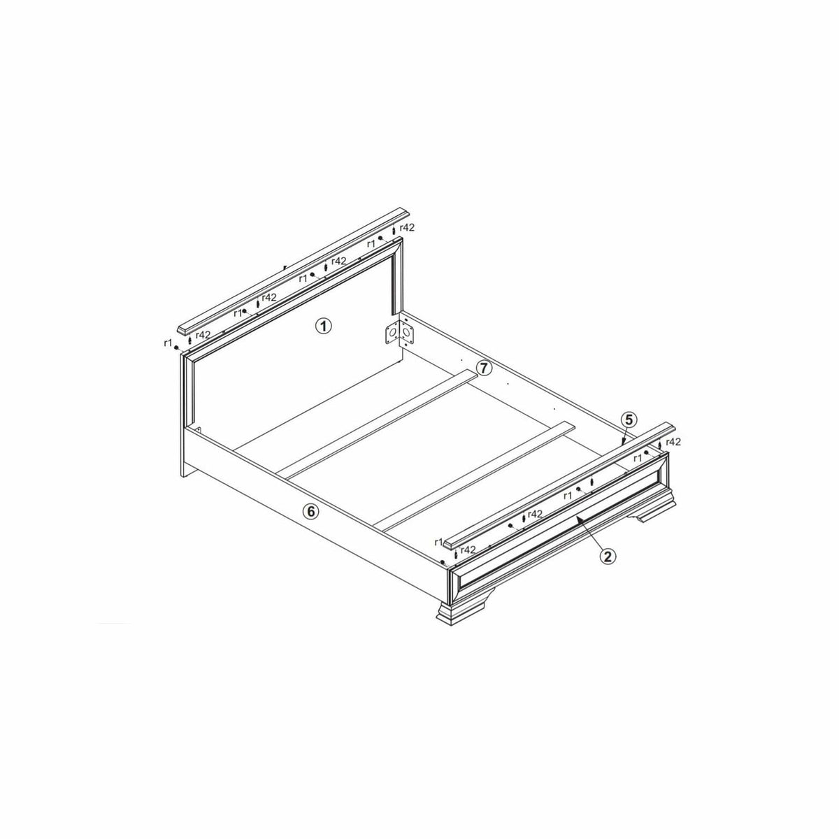 Cadru pat Idento LOZ 90x200, alb, PAL/metal