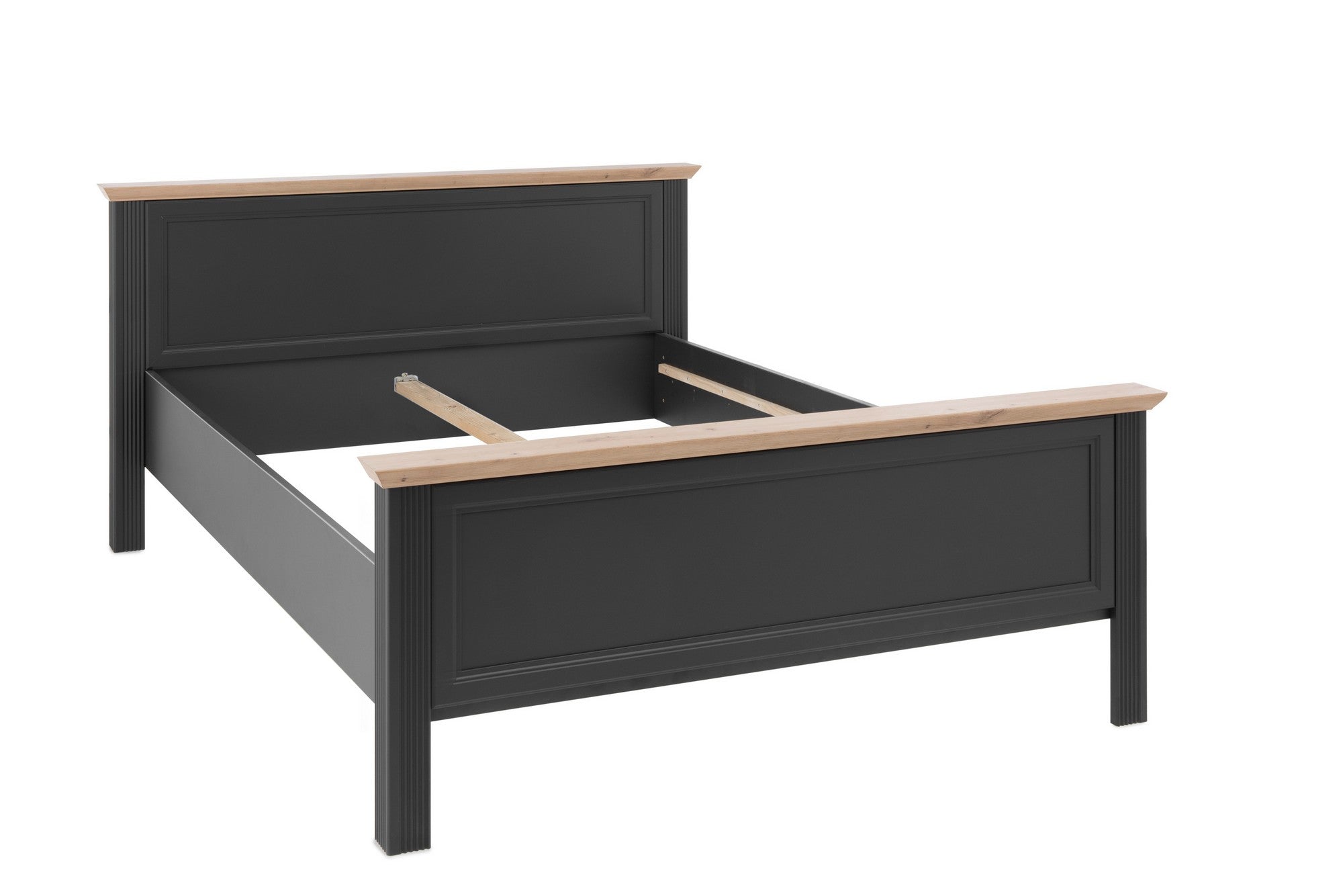 Cadru pat JASMIN 160x200, gri grafit/stejar artisan, PAL