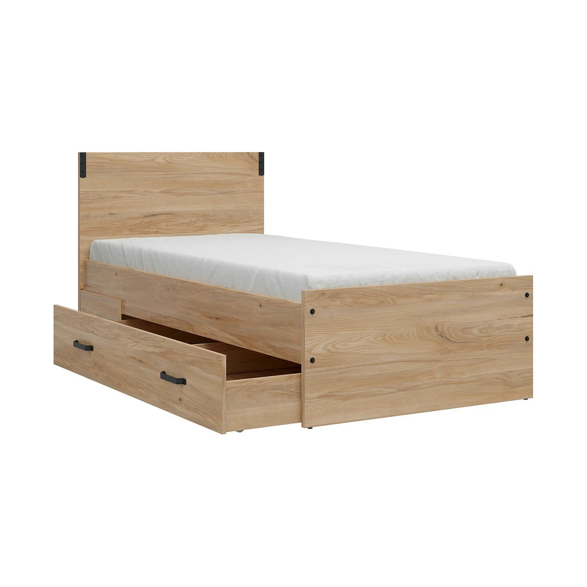 Cadru pat Lara 90x200, frasin, PAL, cu spatiu depozitare