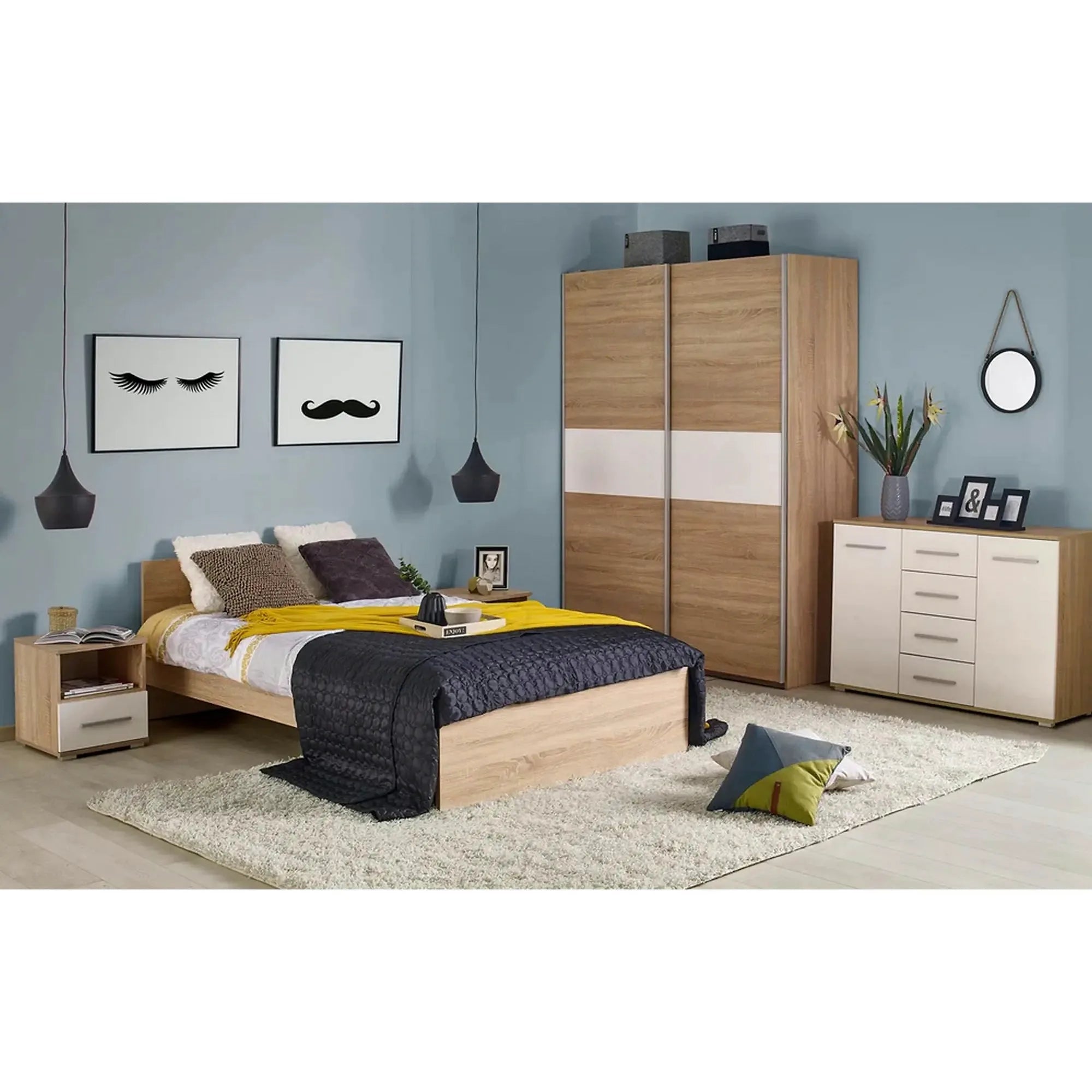 Cadru pat LIMA 90x200, stejar sonoma, PAL laminat