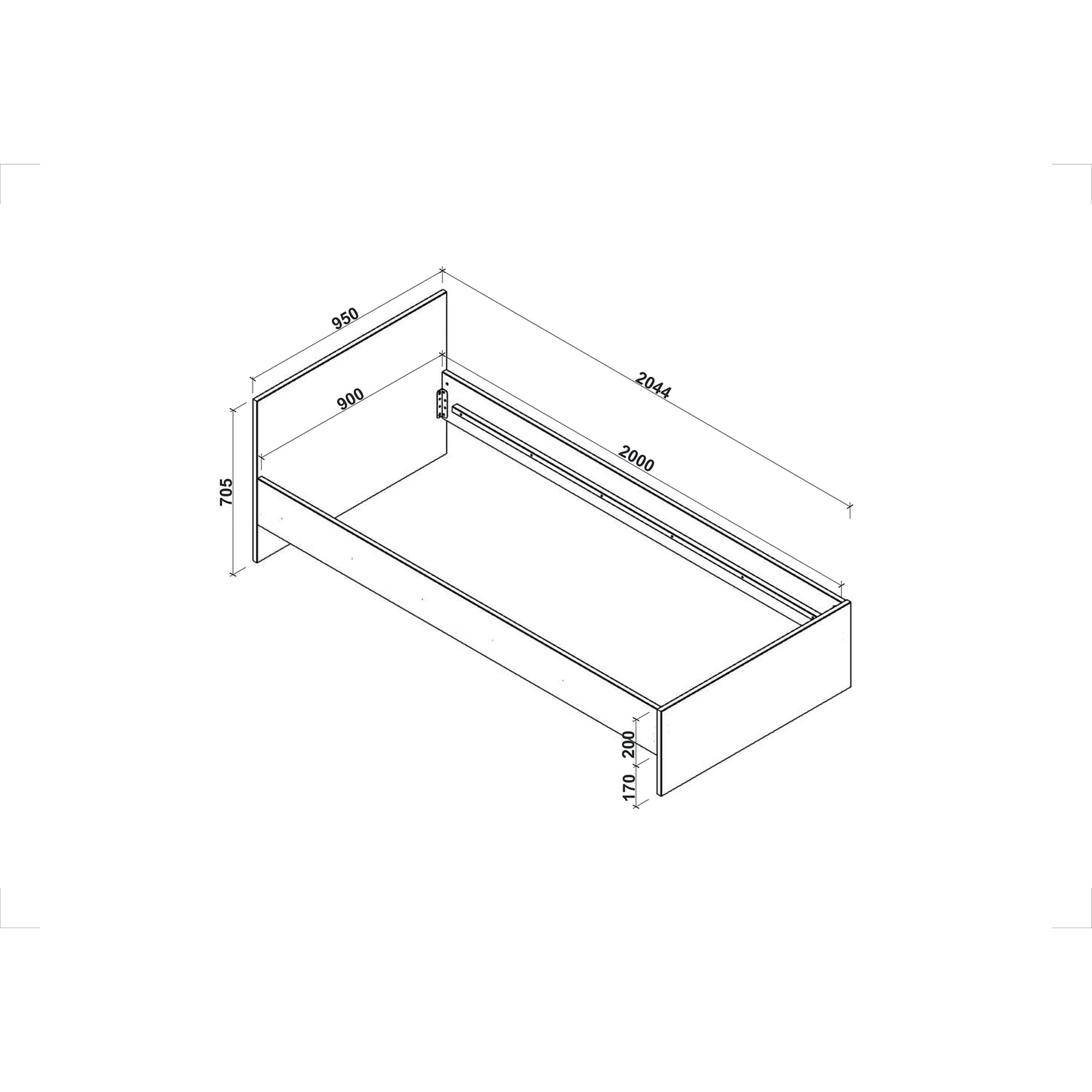 Cadru pat LIMA 90x200, stejar sonoma, PAL laminat