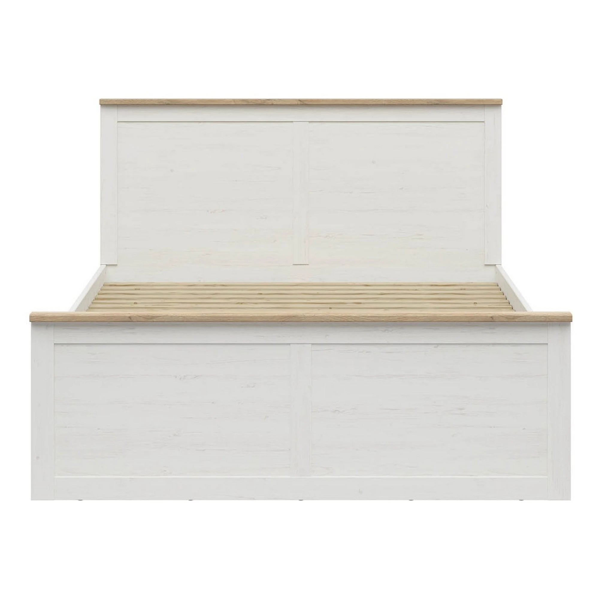 Cadru pat LOKSA 160x200, pin alb/stejar grandson, PAL