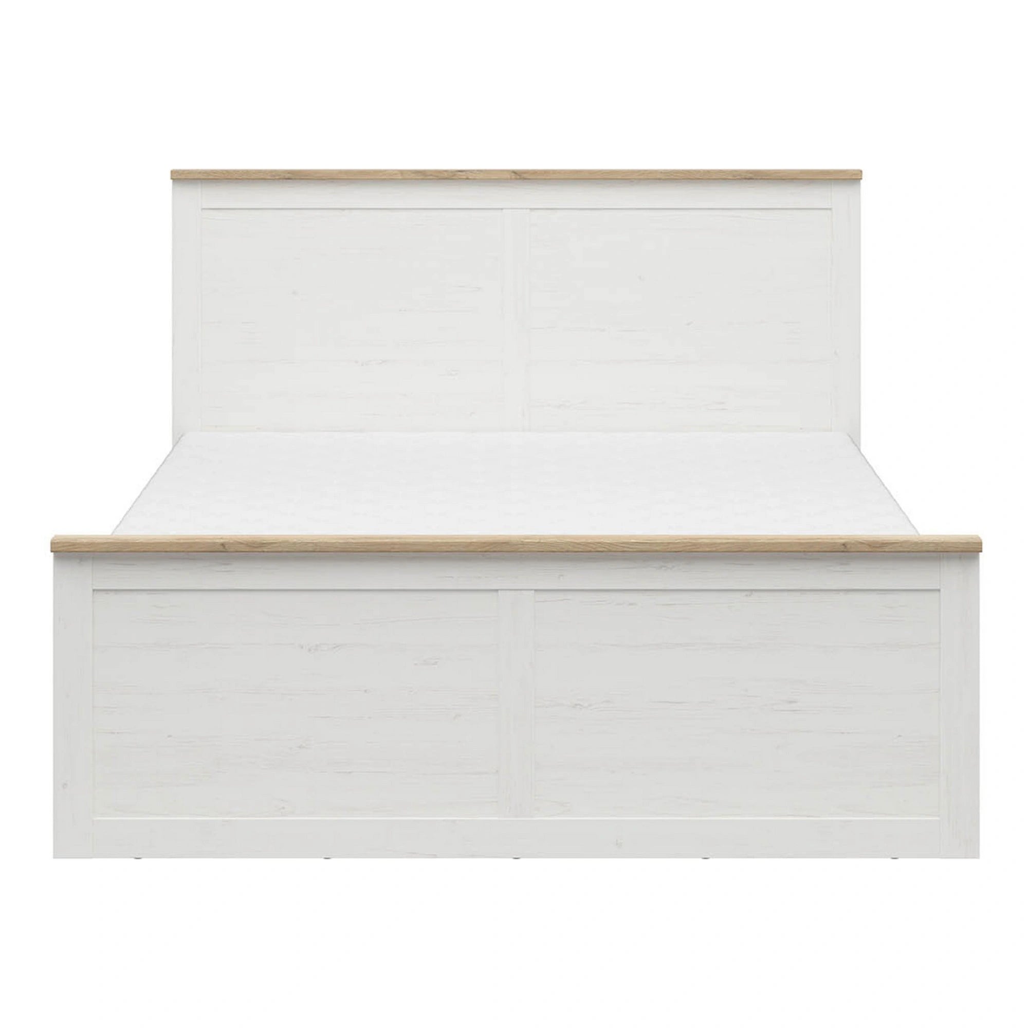 Cadru pat LOKSA 160x200, pin alb/stejar grandson, PAL