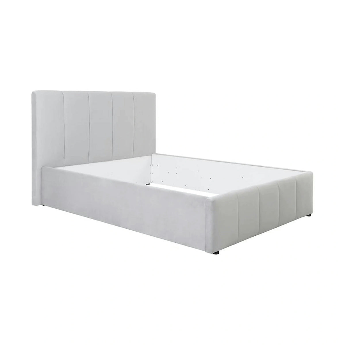 Cadru pat LONES 140x200, stofa catifelata gri deschis - Bluvel 03