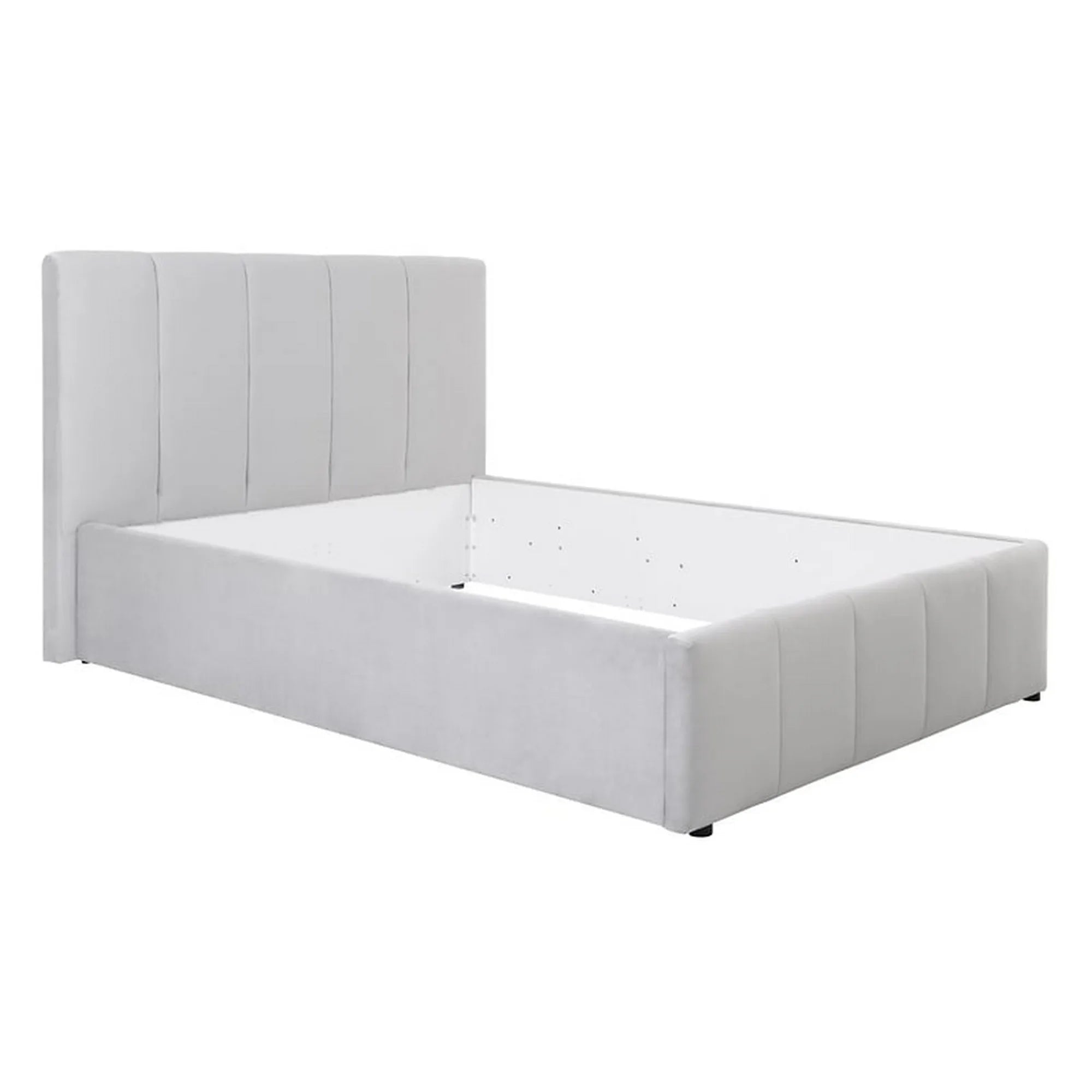 Cadru pat LONES 140x200, stofa catifelata gri deschis - Bluvel 03