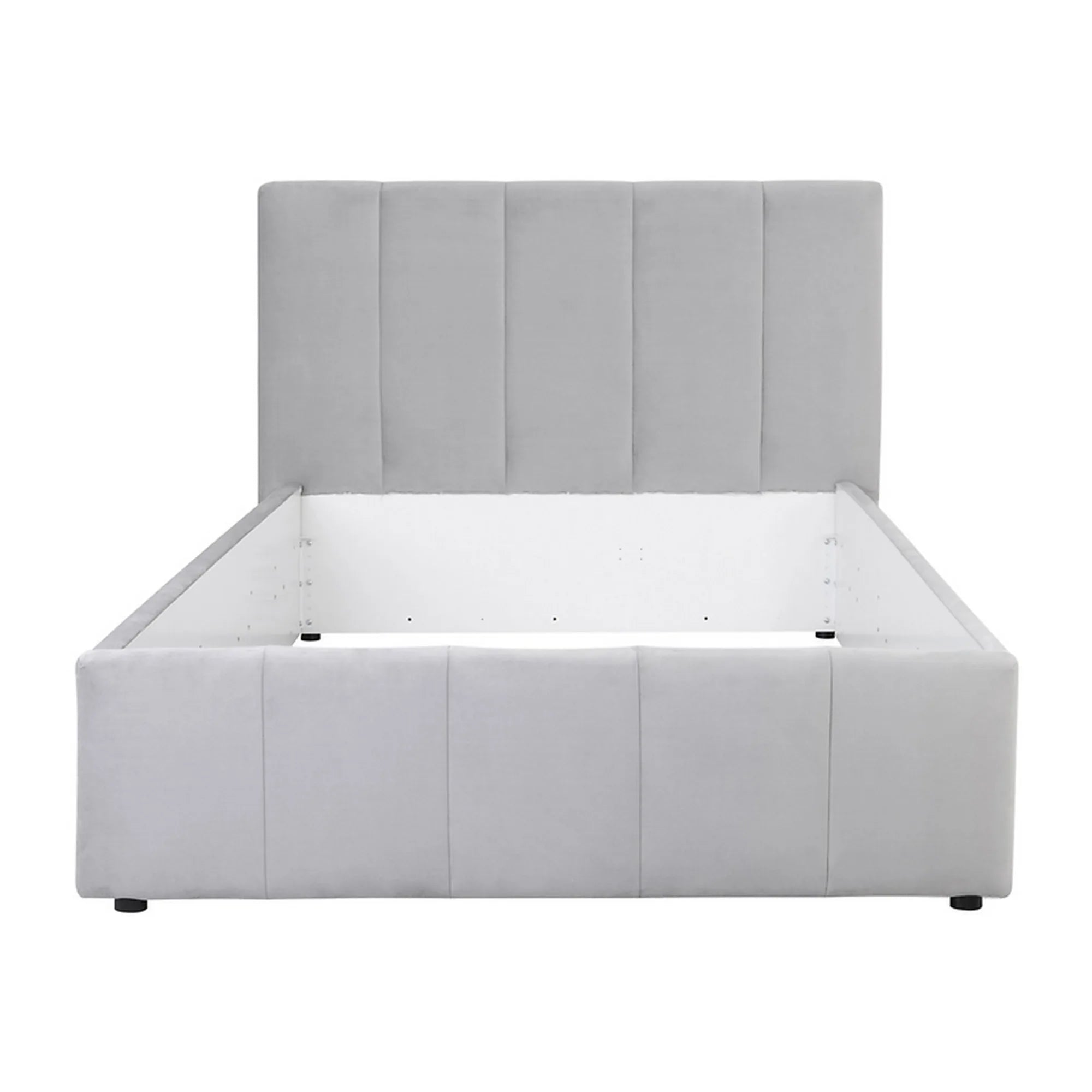 Cadru pat LONES 140x200, stofa catifelata gri deschis - Bluvel 03