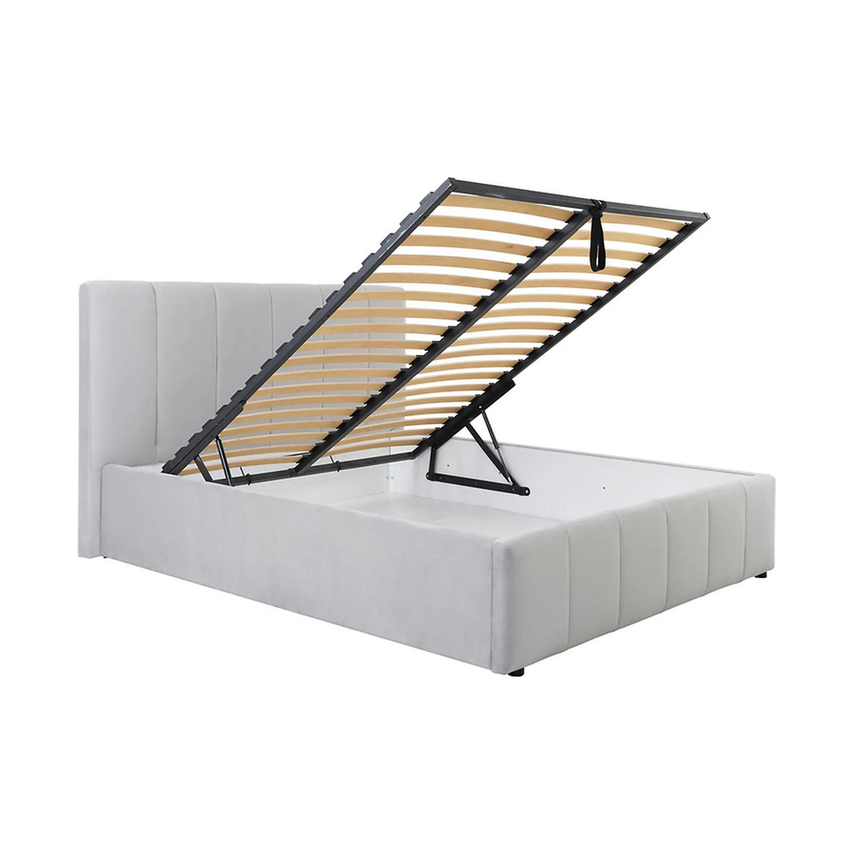 Cadru pat LONES 160x200, stofa catifelata gri deschis - Bluvel 03