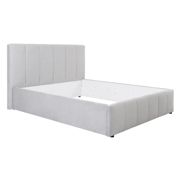 Cadru pat LONES 160x200, stofa catifelata gri deschis - Bluvel 03