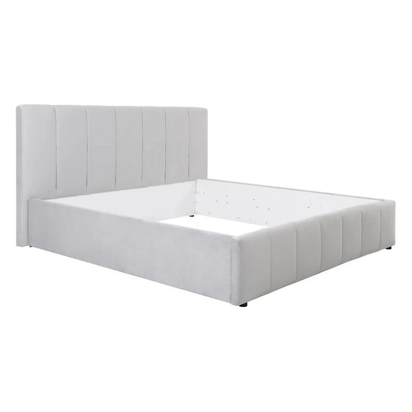 Cadru pat LONES 180x200, stofa catifelata gri deschis - Bluvel 03