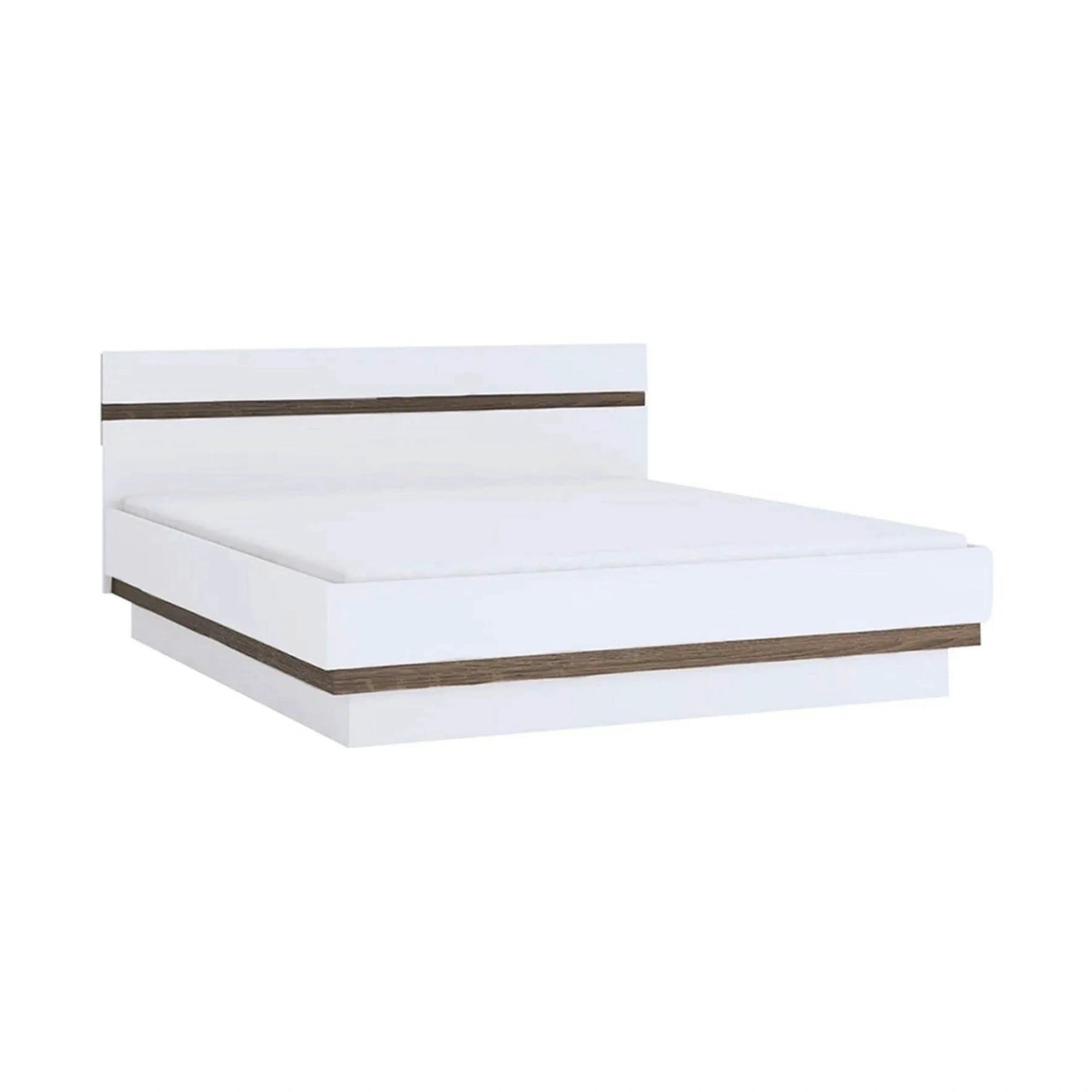 Cadru pat LYNATET TYP 91, 140x200, alb lucios/stejar inchis, PAL laminat