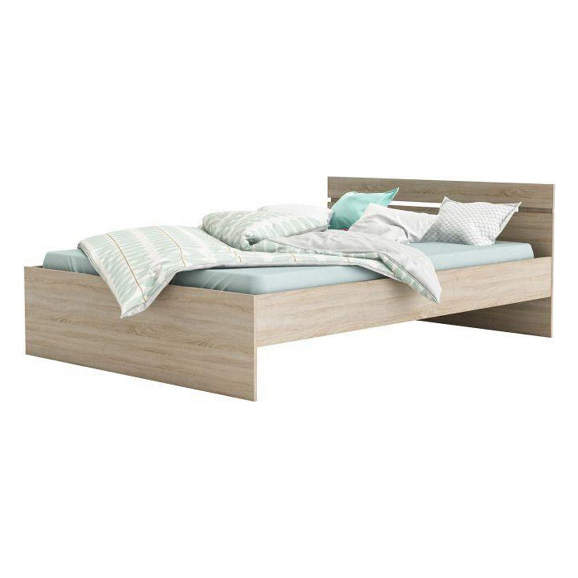 Cadru pat MICHIGAN NEW 140x200, stejar sonoma, PAL/metal, cu sertare pentru depozitare