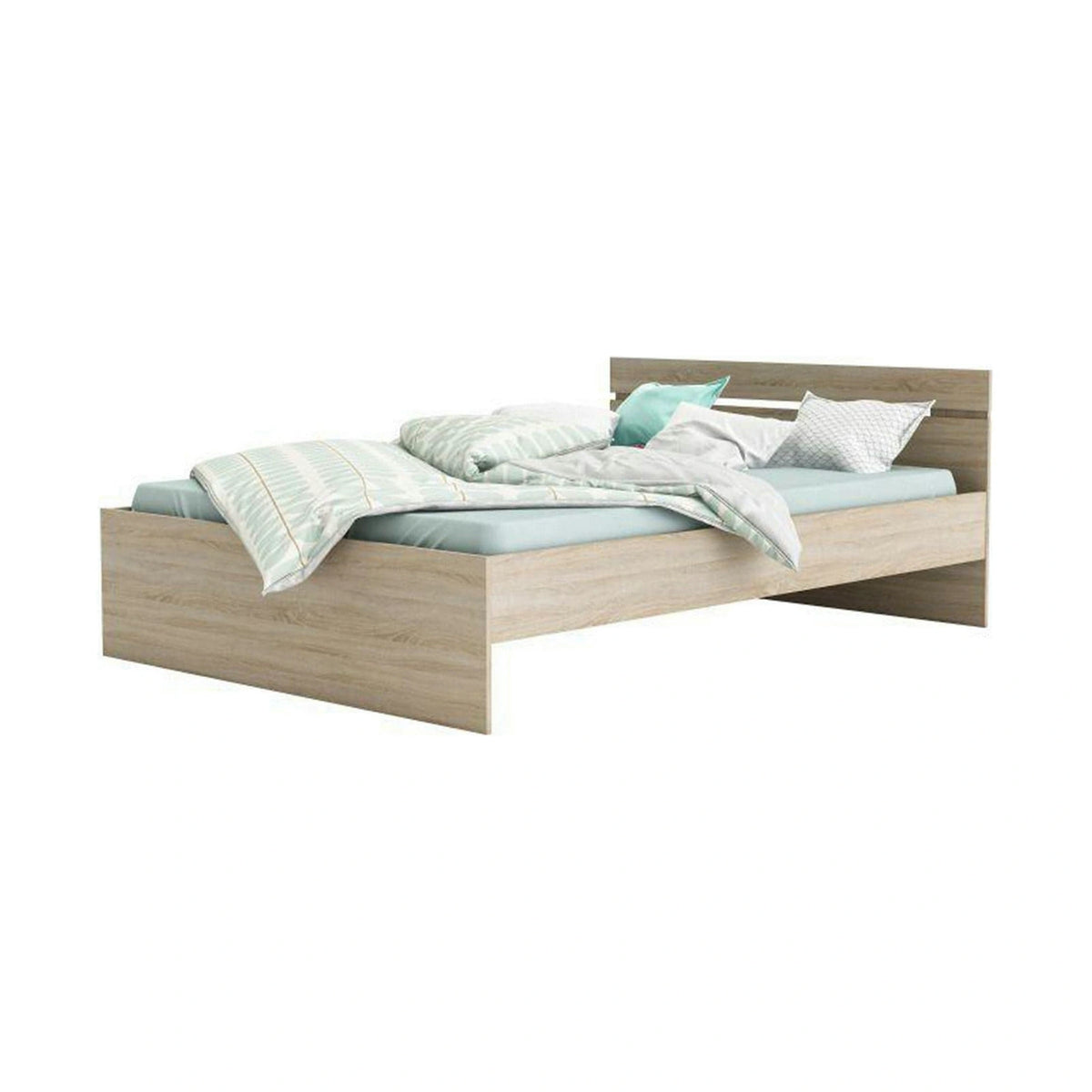 Cadru pat MICHIGAN NEW 140x200, stejar sonoma, PAL/metal, cu sertare pentru depozitare