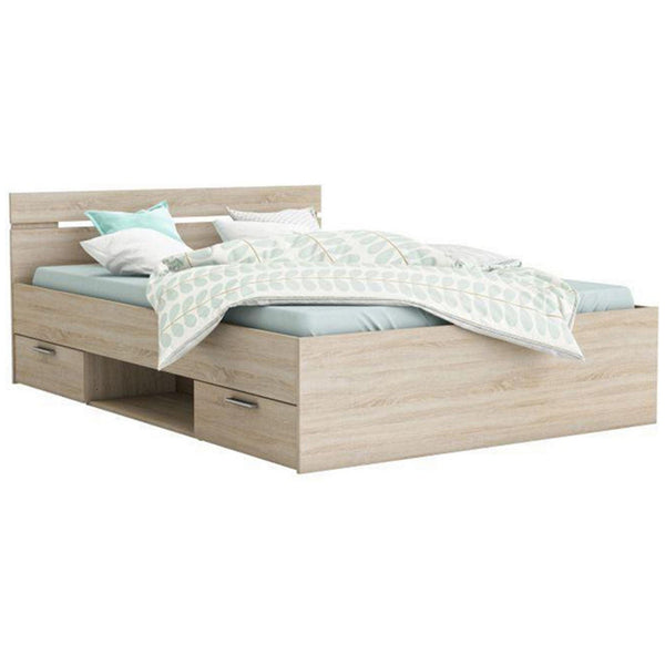 Cadru pat MICHIGAN NEW 160x200, stejar sonoma, PAL/metal, cu sertare pentru depozitare