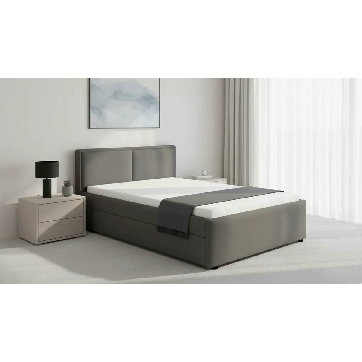 Cadru pat NEDIN 120x200, stofa clasica gri inchis - Maya 21