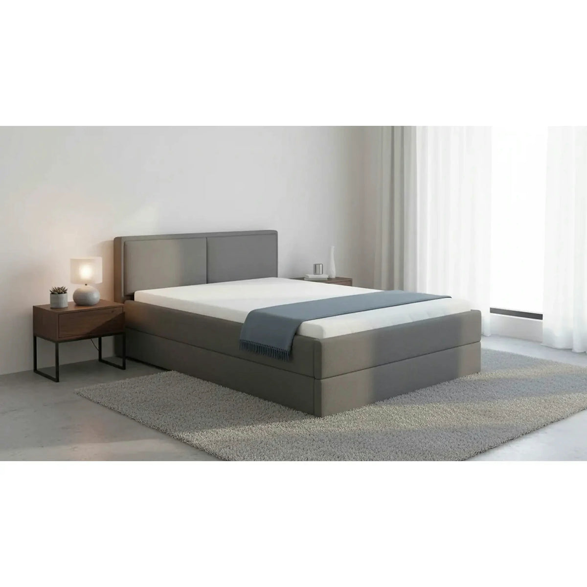 Cadru pat NEDIN 140x200, stofa clasica gri inchis - Maya 21