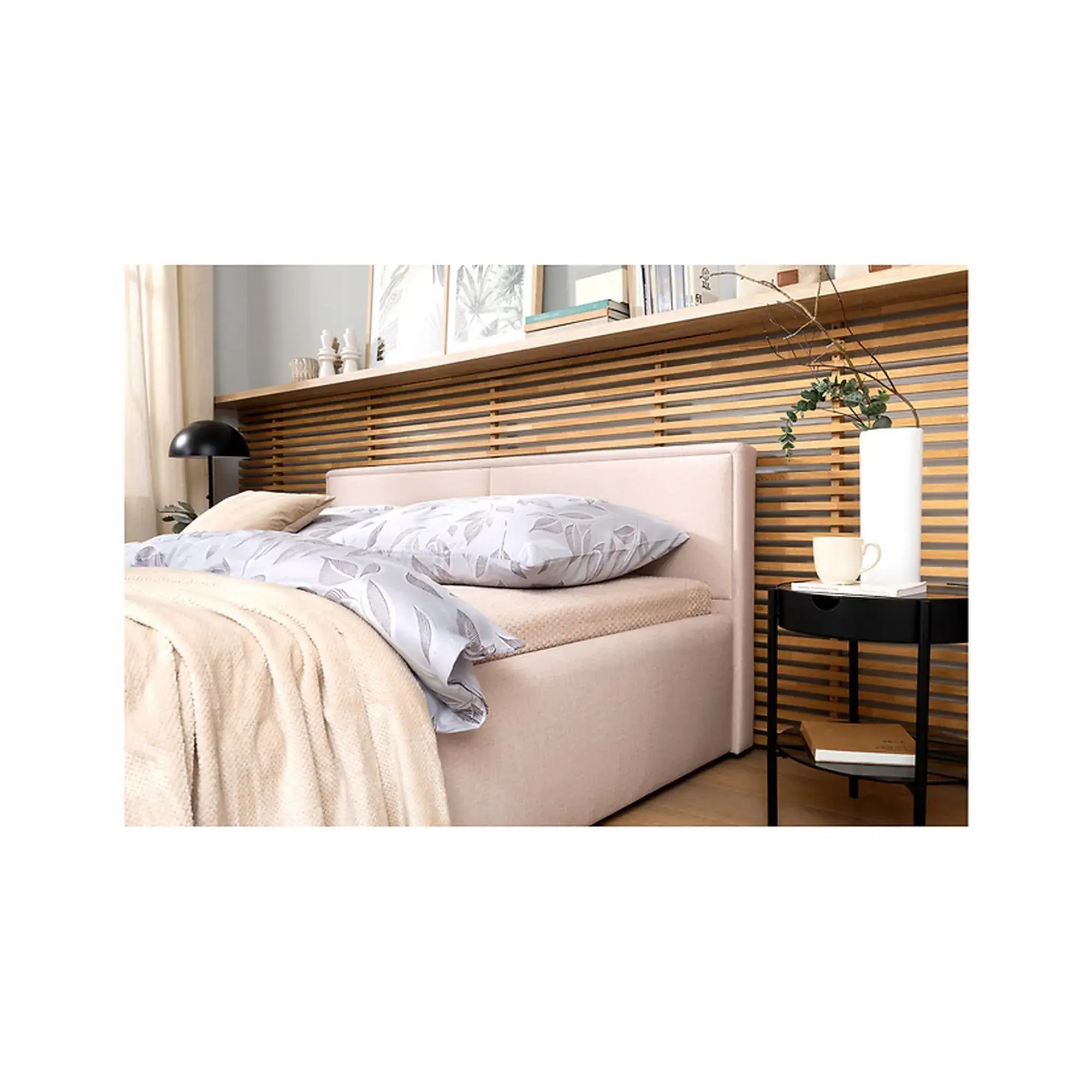 Cadru pat NEDIN 160x200, stofa clasica bej - Maya 03