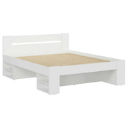 Cadru pat NEPO PLUS 160x200, alb, PAL laminat, cu spatiu depozitare