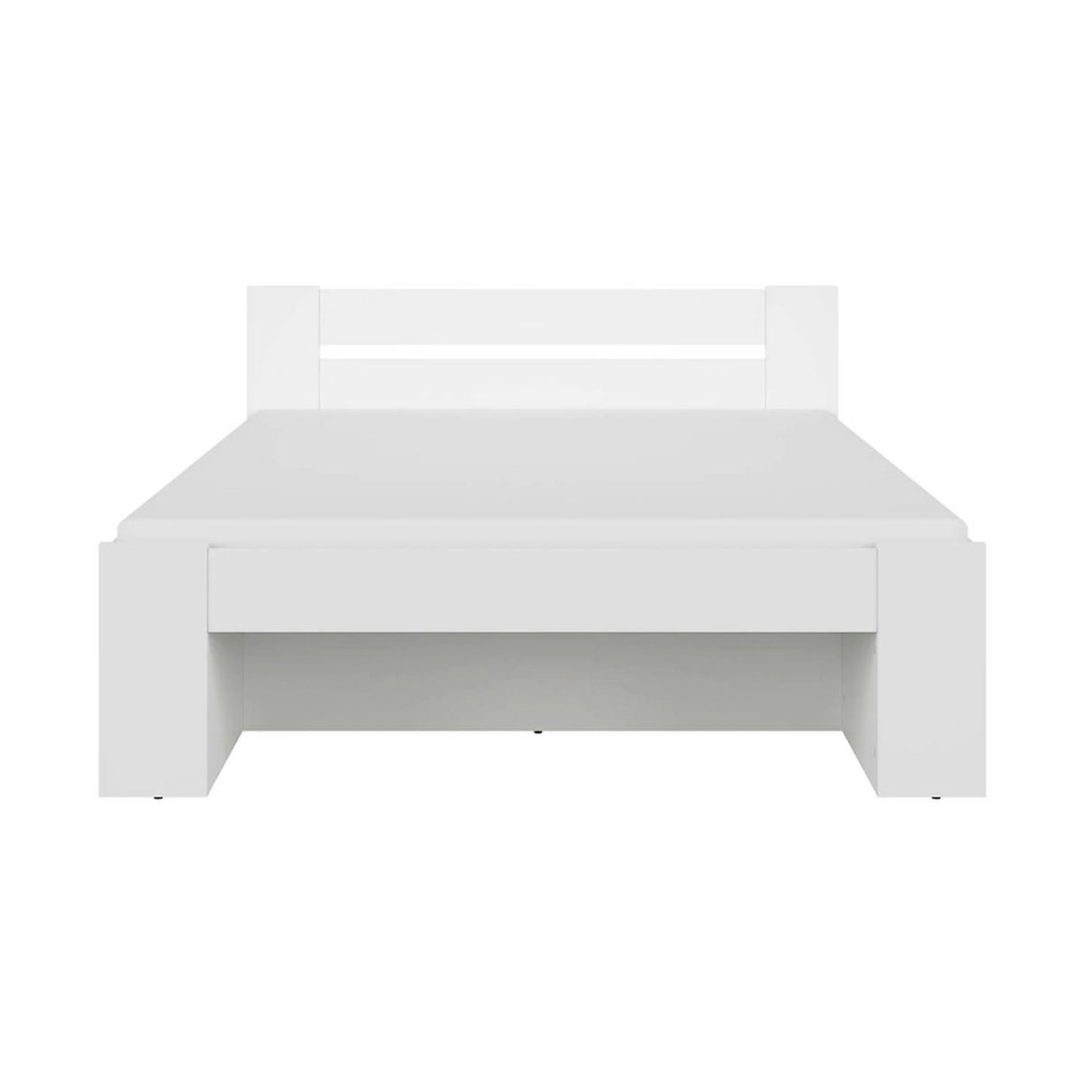 Cadru pat NEPO PLUS 160x200, alb, PAL laminat, cu spatiu depozitare