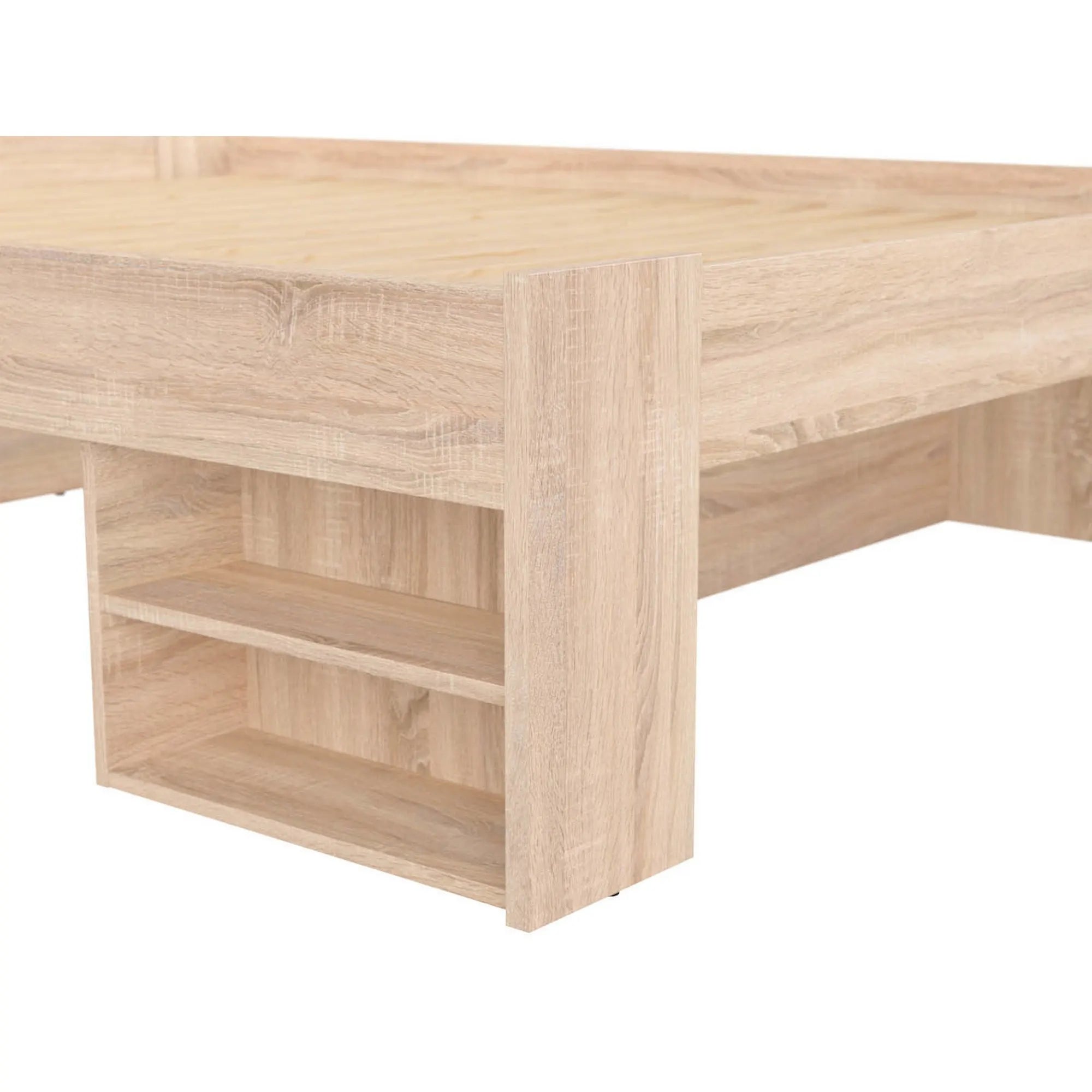 Cadru pat NEPO PLUS 160x200, stejar sonoma, PAL laminat, cu spatiu depozitare