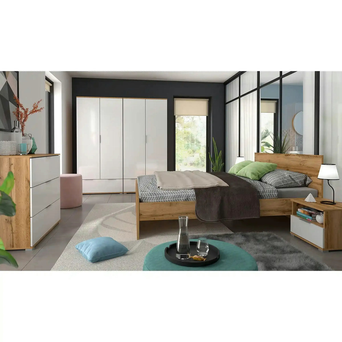 Cadru pat ZELE 140x200, stejar wotan, PAL