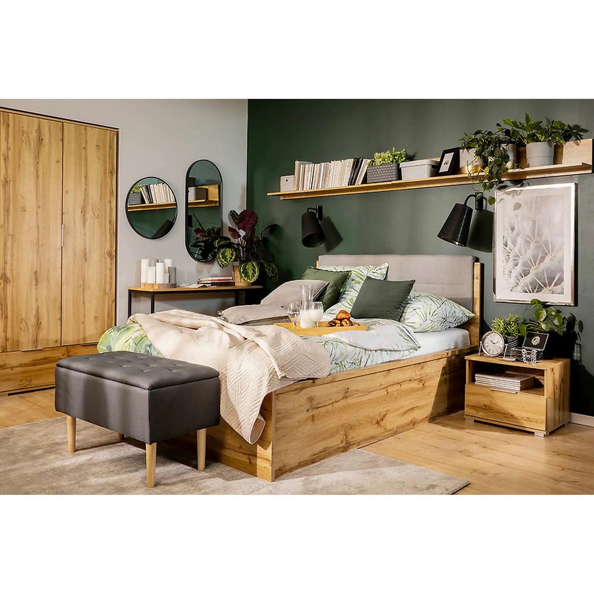 Cadru pat ZELE 160x200 cm, stejar wotan, PAL