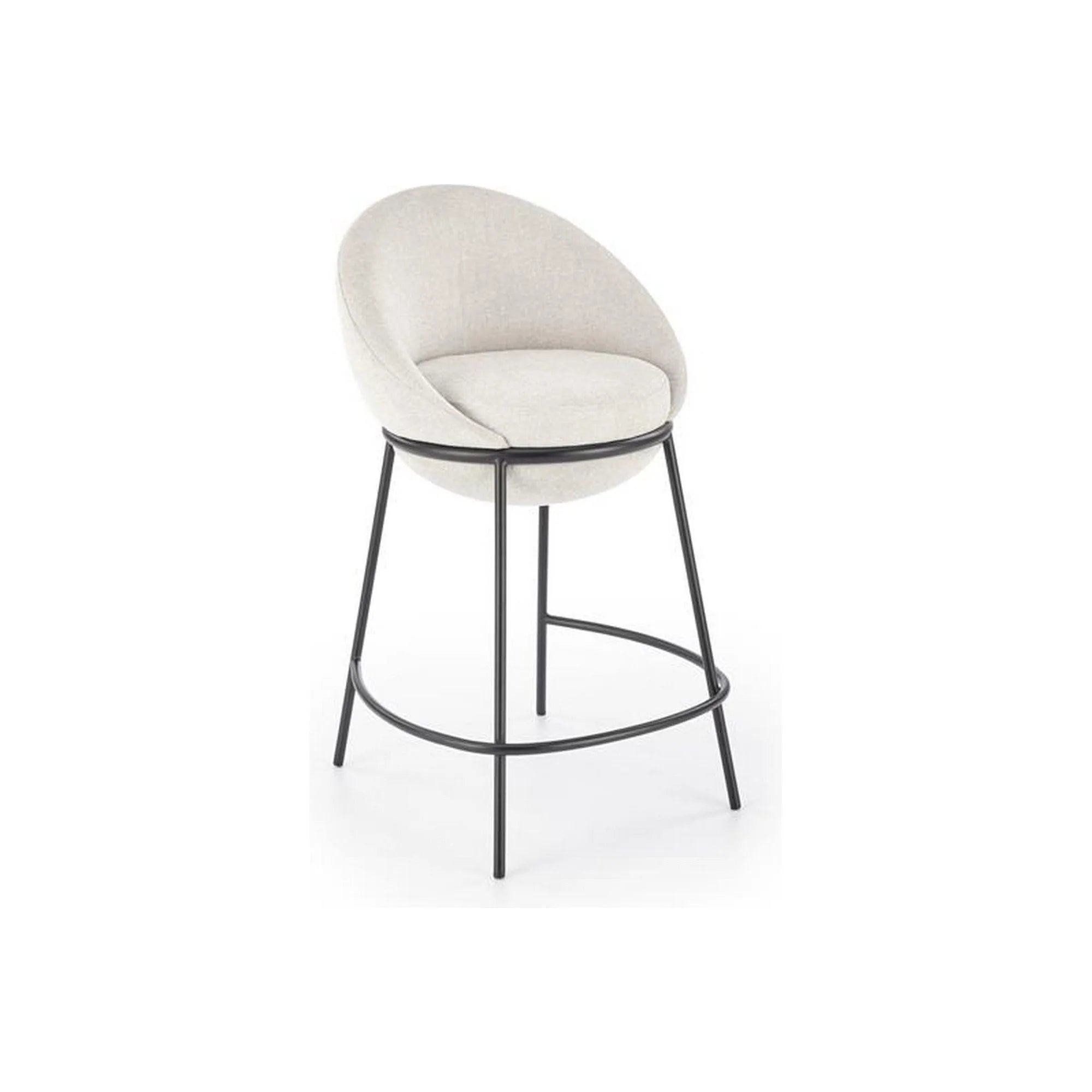 Scaun bar H118, bej deschis/negru, stofa clasica/otel, 53x57x90 cm