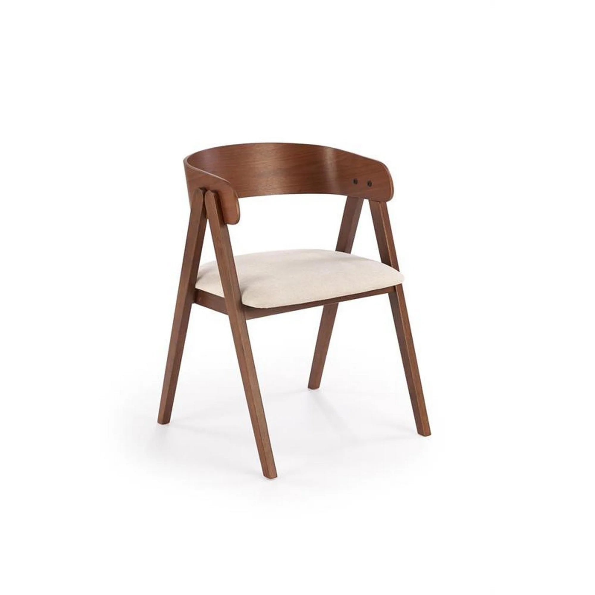 Scaun K562, bej deschis/nuc, stofa/lemn, 55x49x75 cm