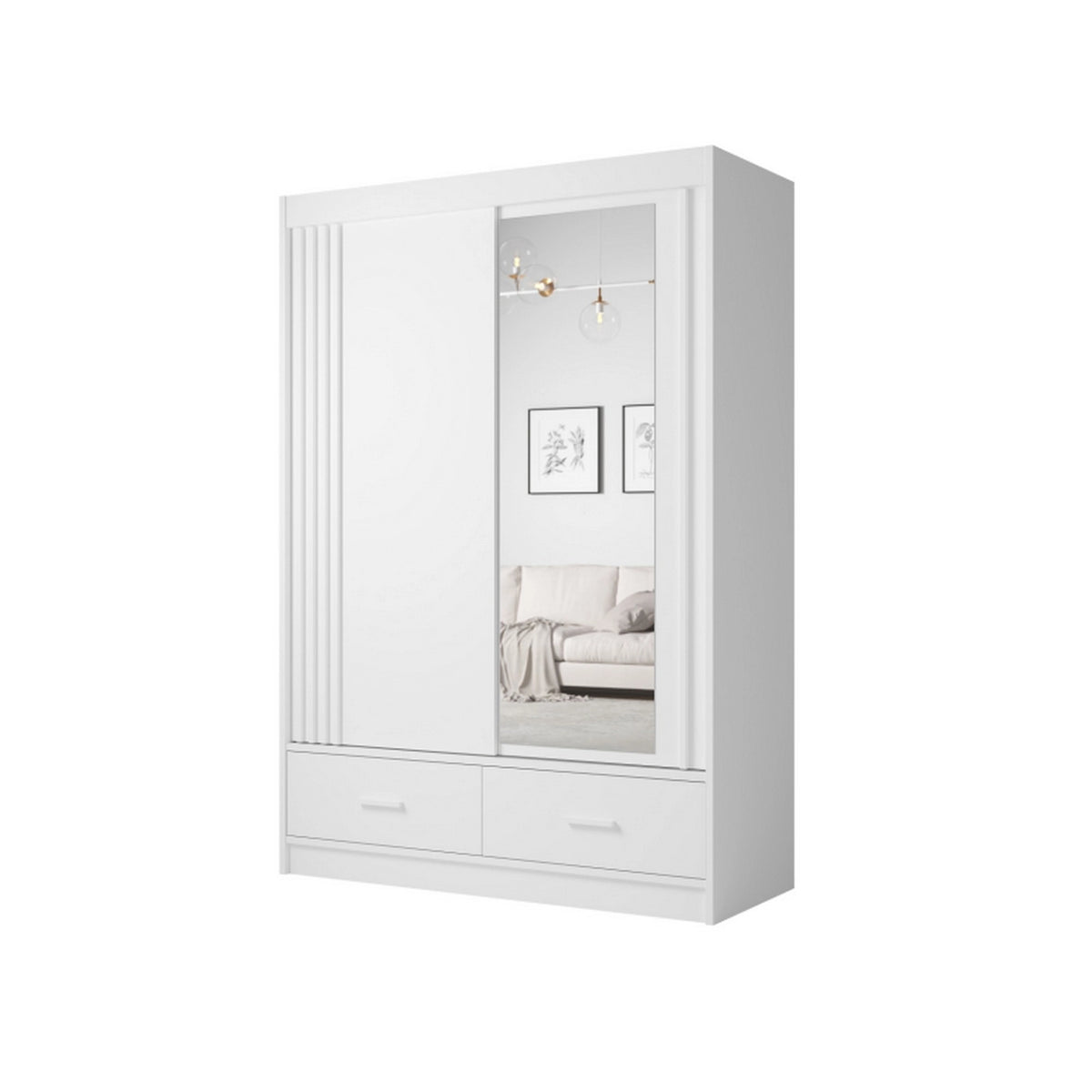 Dulap CANADA CA21-150, alb, PAL, cu 2 usi si 2 sertare, 150x60x215 cm